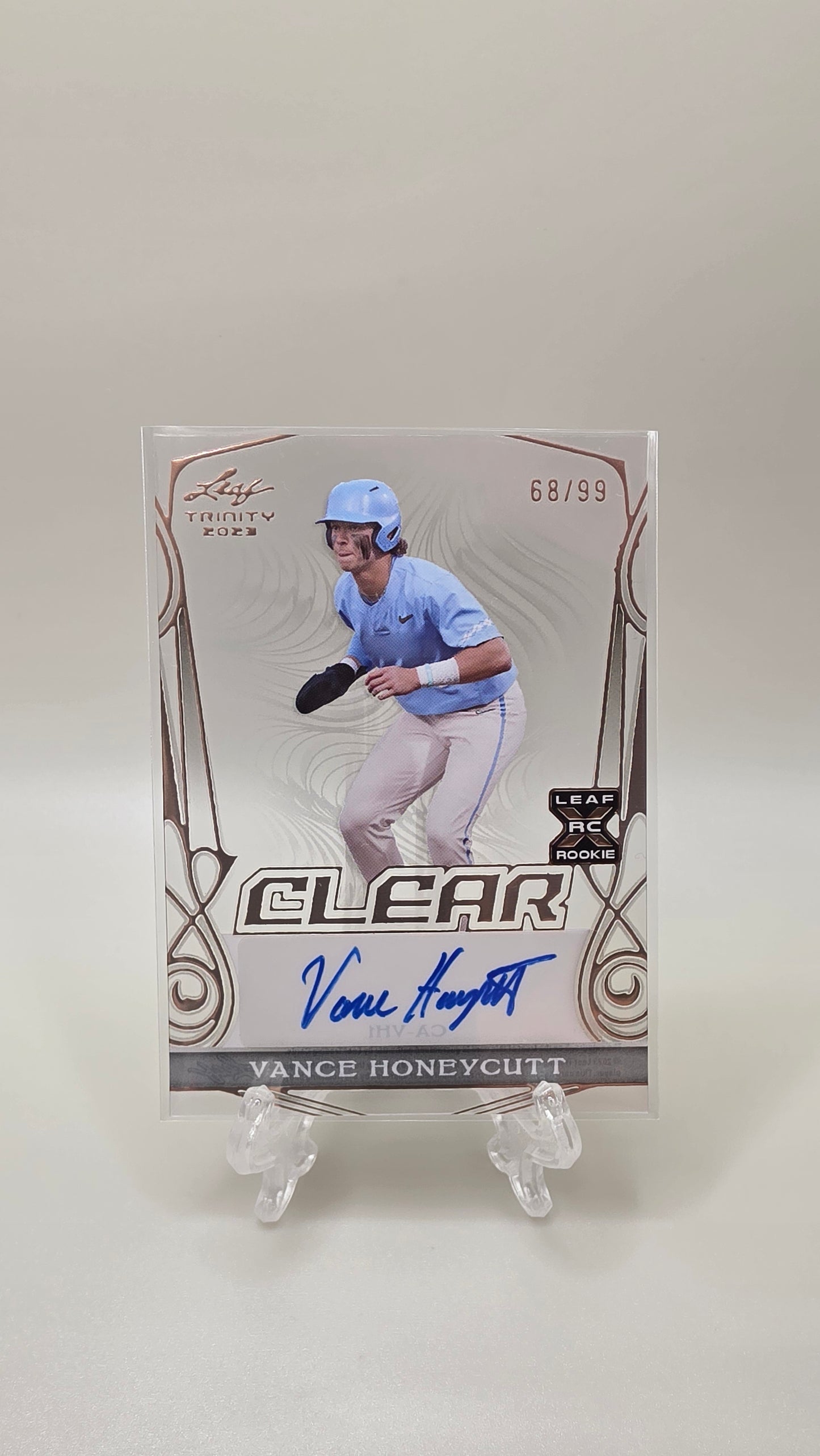 2023 Leaf Trinity Clear Vance Honeycutt Bronze Auto #/99 Card #CA-VH1