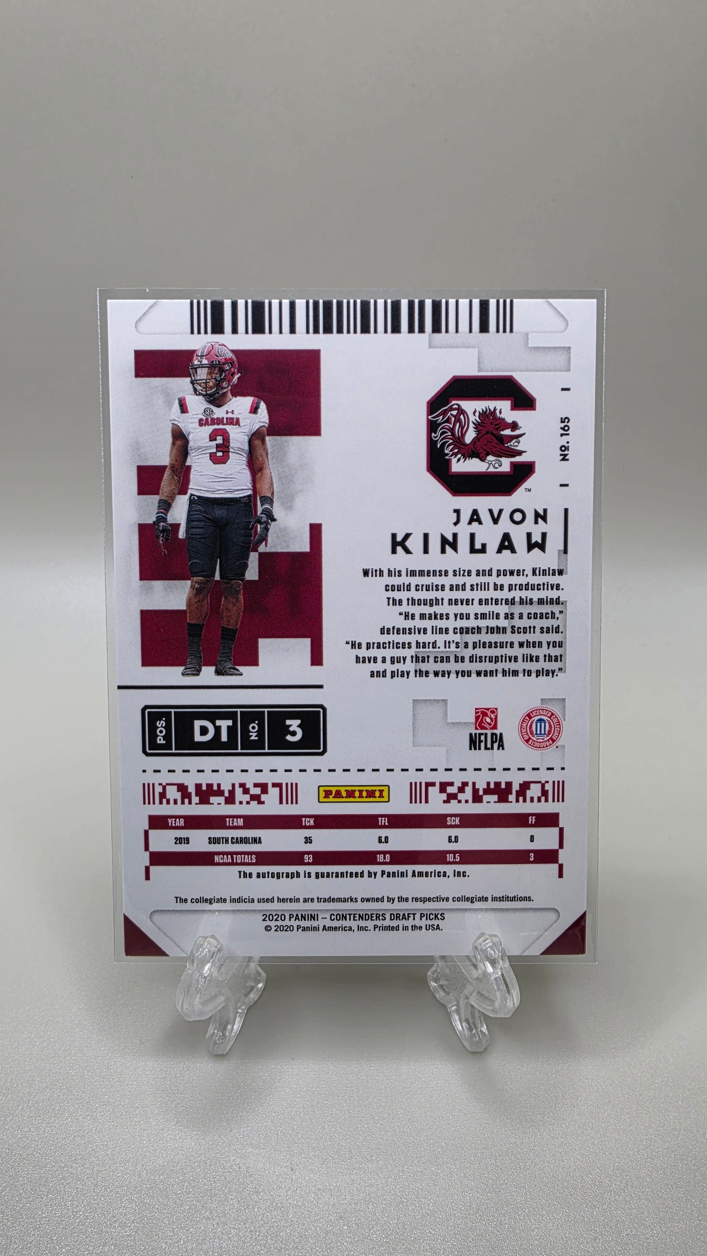 2020 Panini Contenders Javon Kinlaw College Ticket Auto Card #165