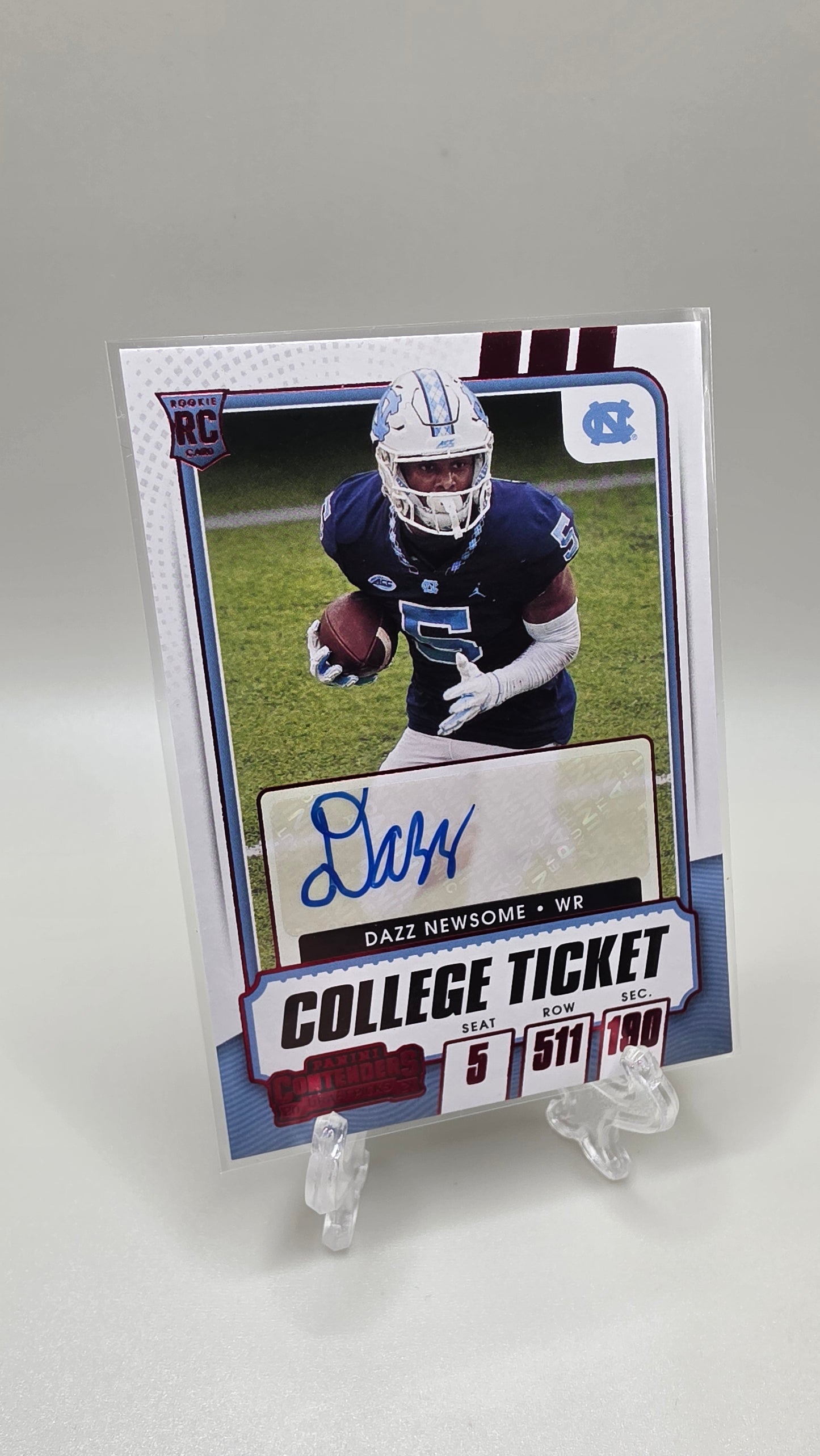 2021 Panini Contenders College Ticket Dazz Newsome Red Rookie Auto Card #139