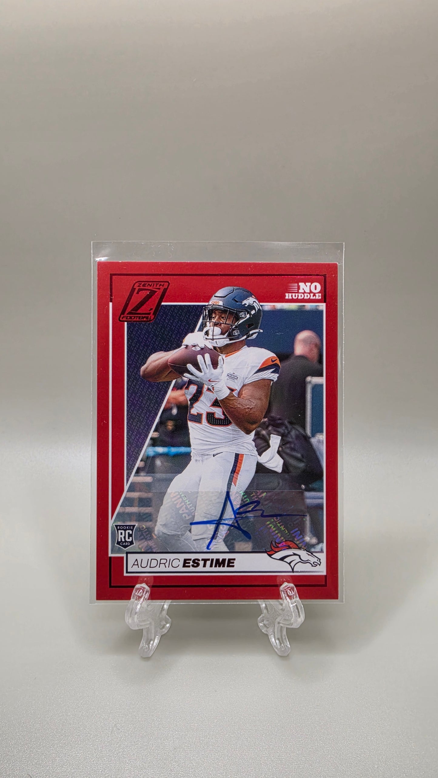 2024 Zenith Football Audric Estime No Huddle Red Rookie Auto #106