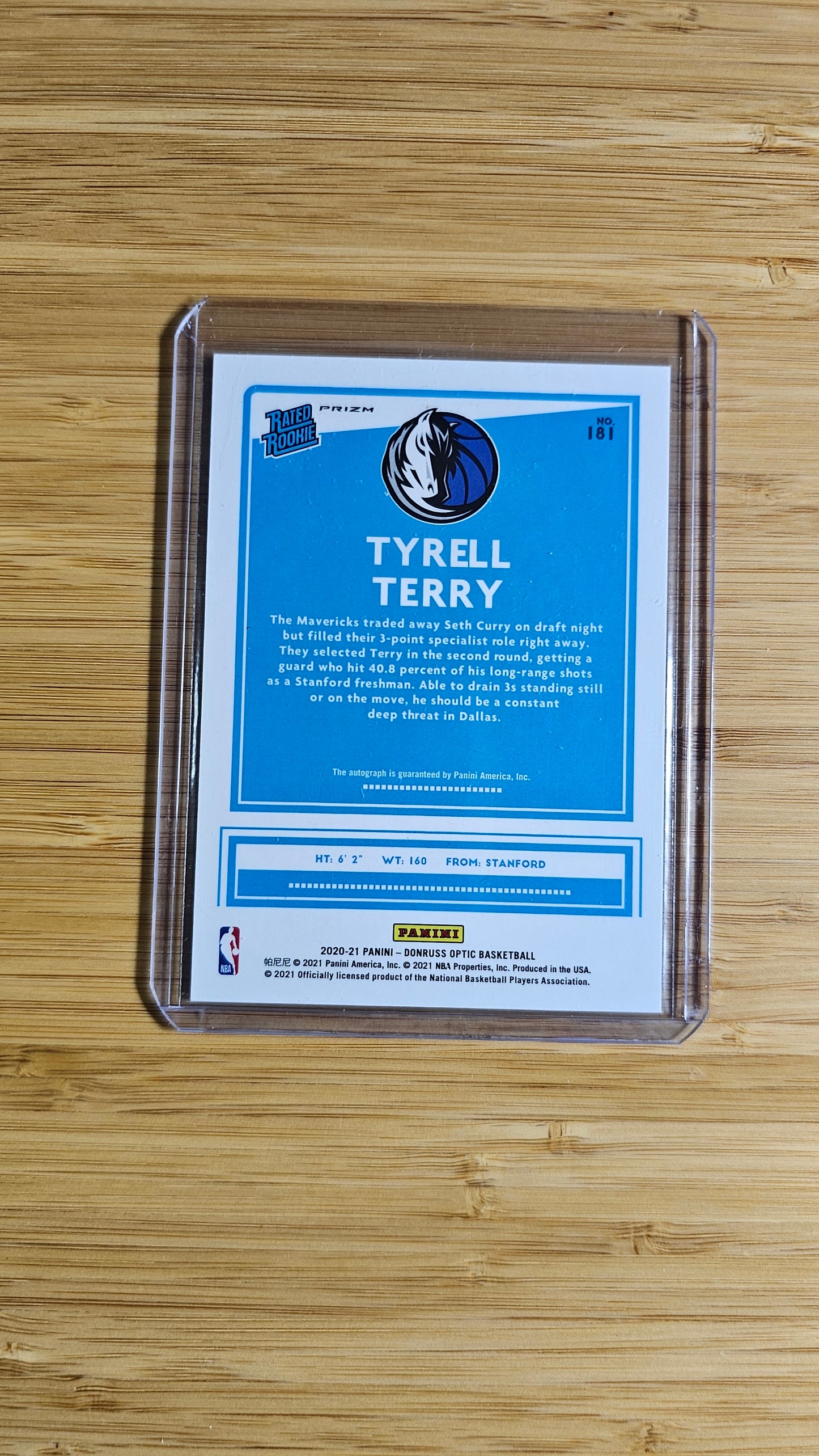 2020 Optic Tyrell Terry Rated Rookie Autograph Card No.181