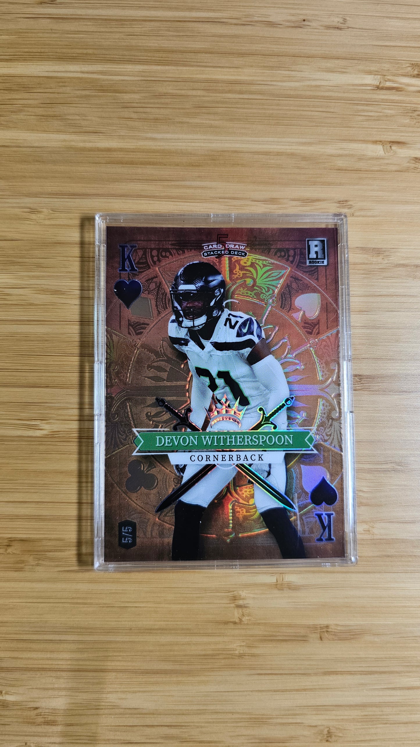 Devon Witherspoon 2023 Wild Card 5 Card Draw King of Spades 5/5