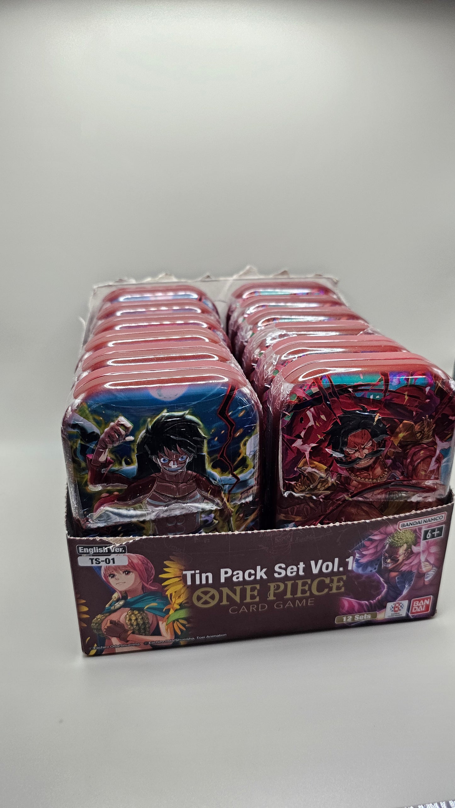 One Piece Card Game Tin Pack Set Vol 1 Display Box New English (x12 Tins)
