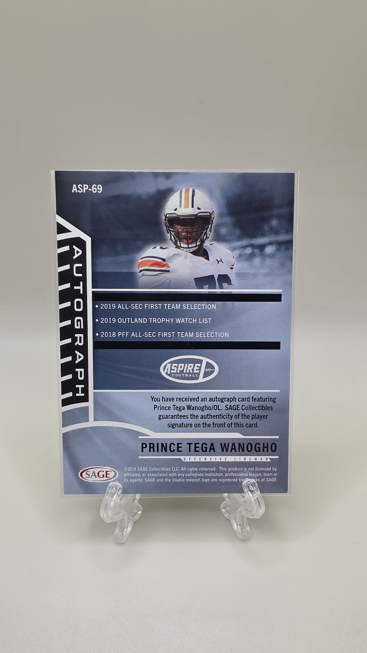 2019 Sage Aspire Prince Tega Wanogho Red Auto #/50 Card # ASP-69
