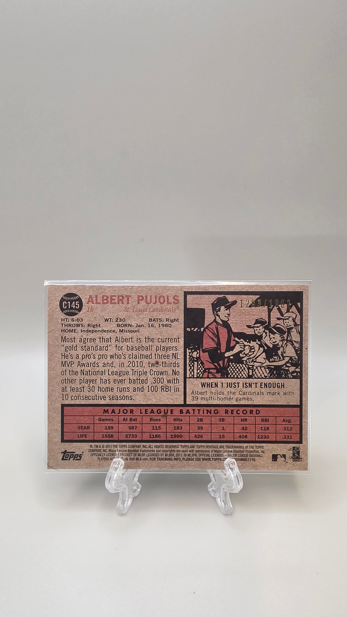 2011 Topps Heritage Albert Pujols Chrome /1962 #C145