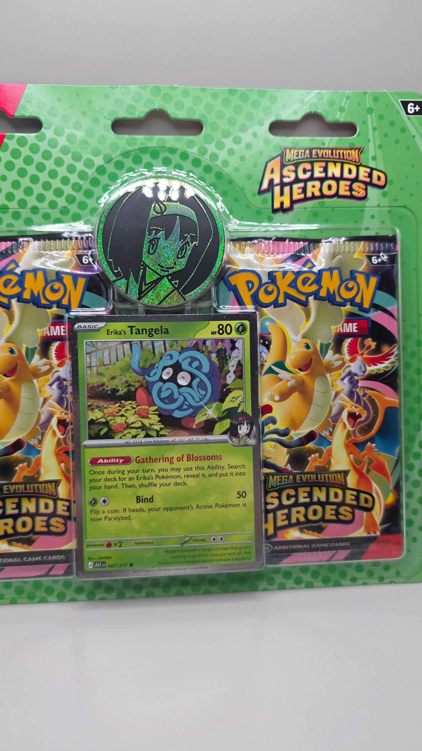 Pokémon TCG Ascended Heroes Erika's Tangela 2pk Blister Mega Evolution