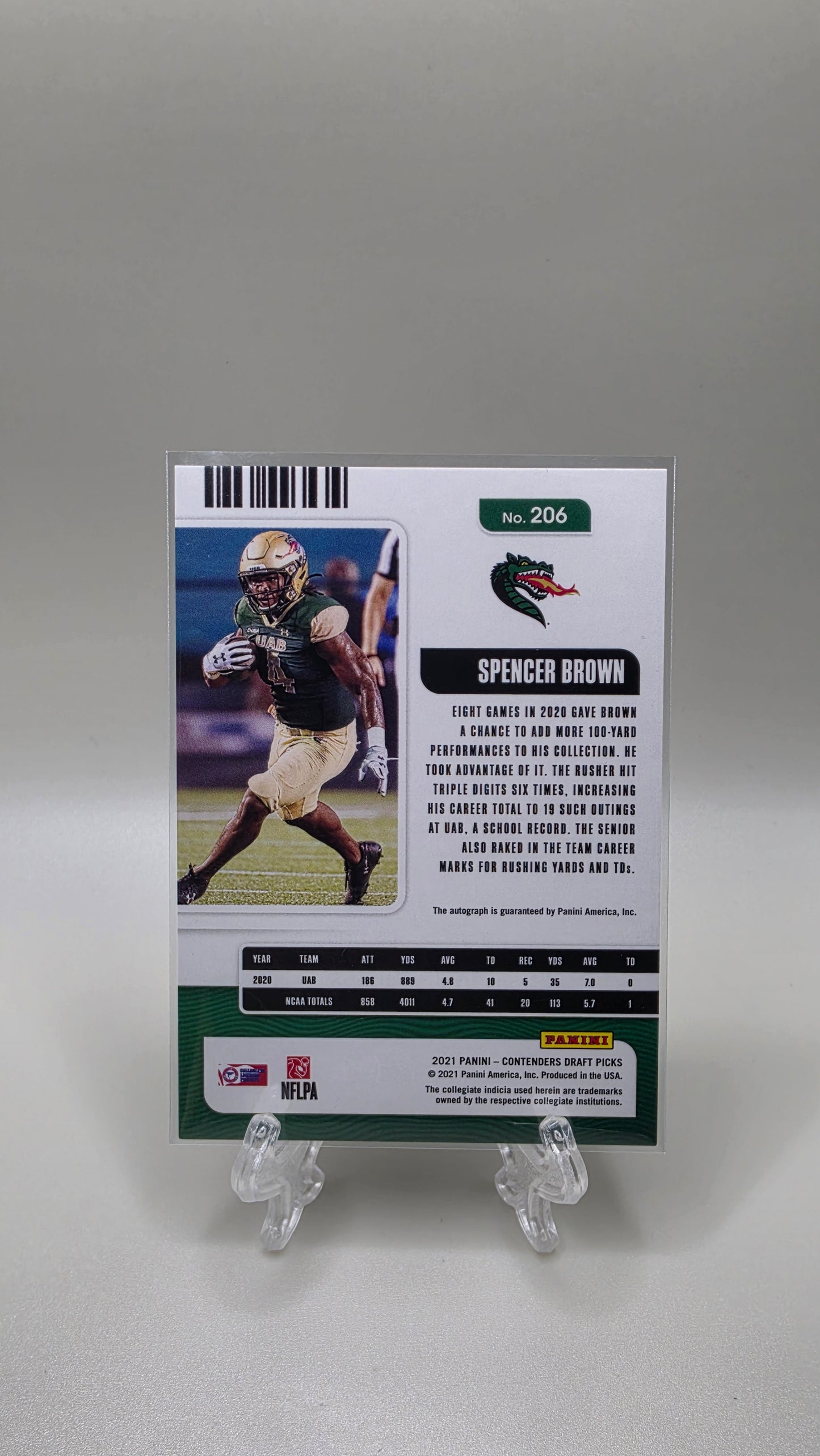 2021 Panini Contenders Draft Picks Spencer Brown College Ticket Red Auto Card # 206