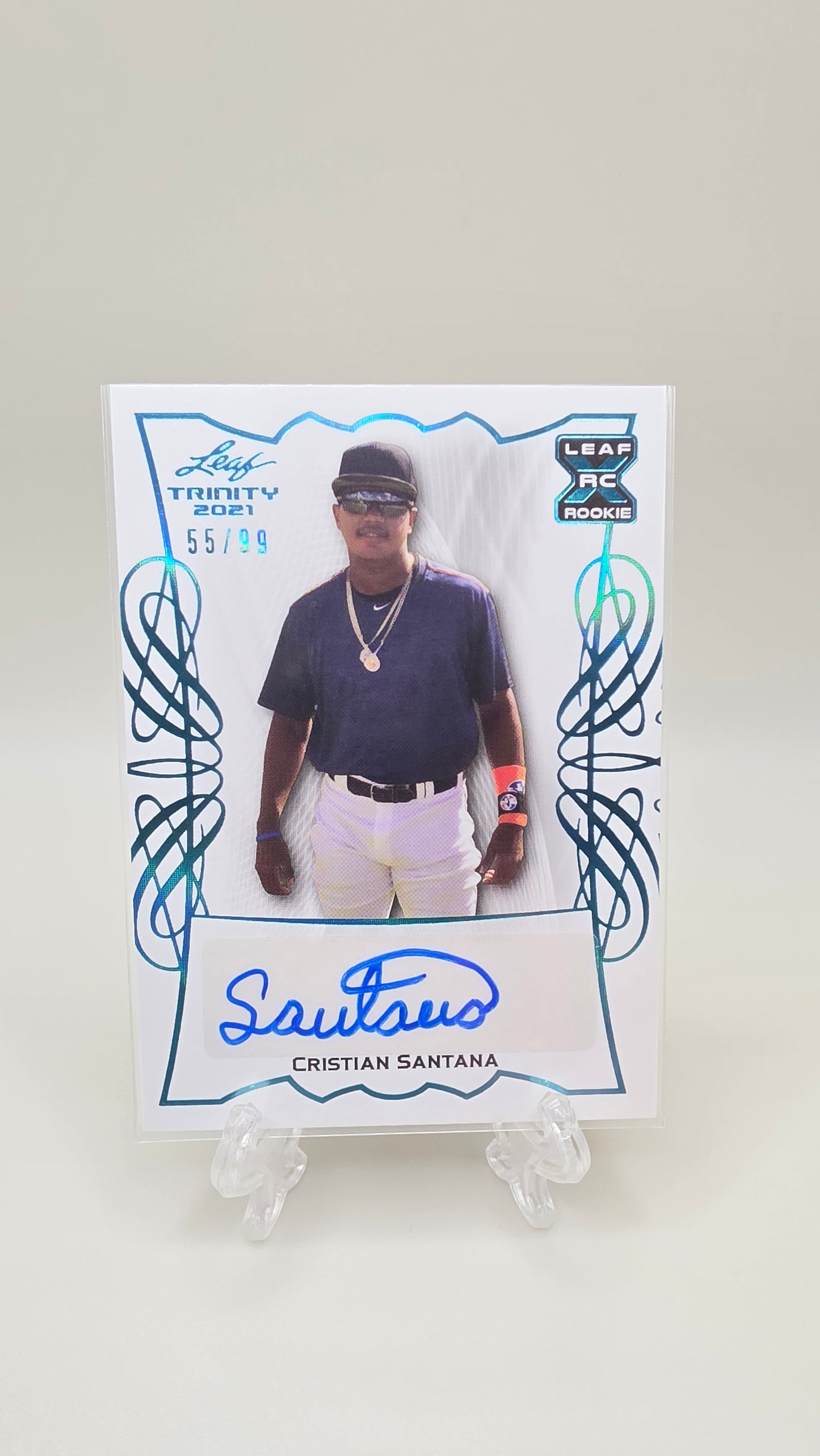 2021 Leaf Trinity Cristian Santana Platinum Auto #/99 Card # CA-CS1