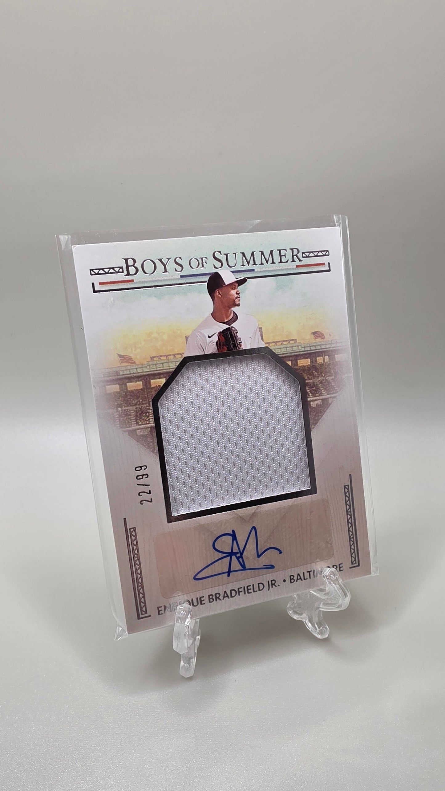 2024 Panini Boys of the Summer Enrique Bradfield Jr Patch Auto #/99 Card # JMS-EBJ