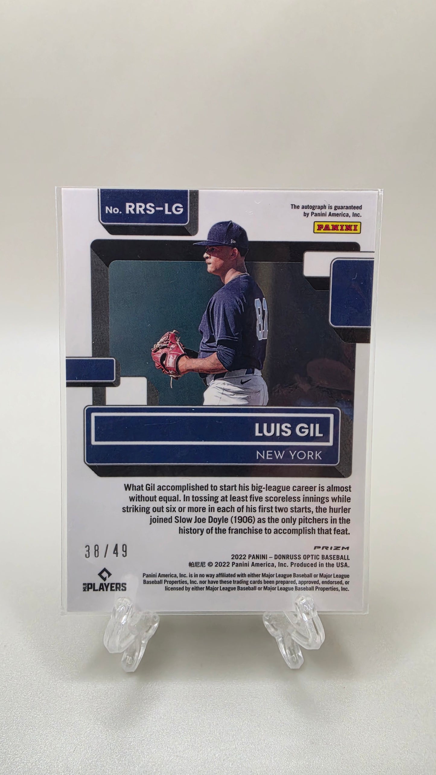 2022 Panini Donruss Baseball Luis Gil Rated Rookie Black Prizm Auto #/49 #RRS-LG