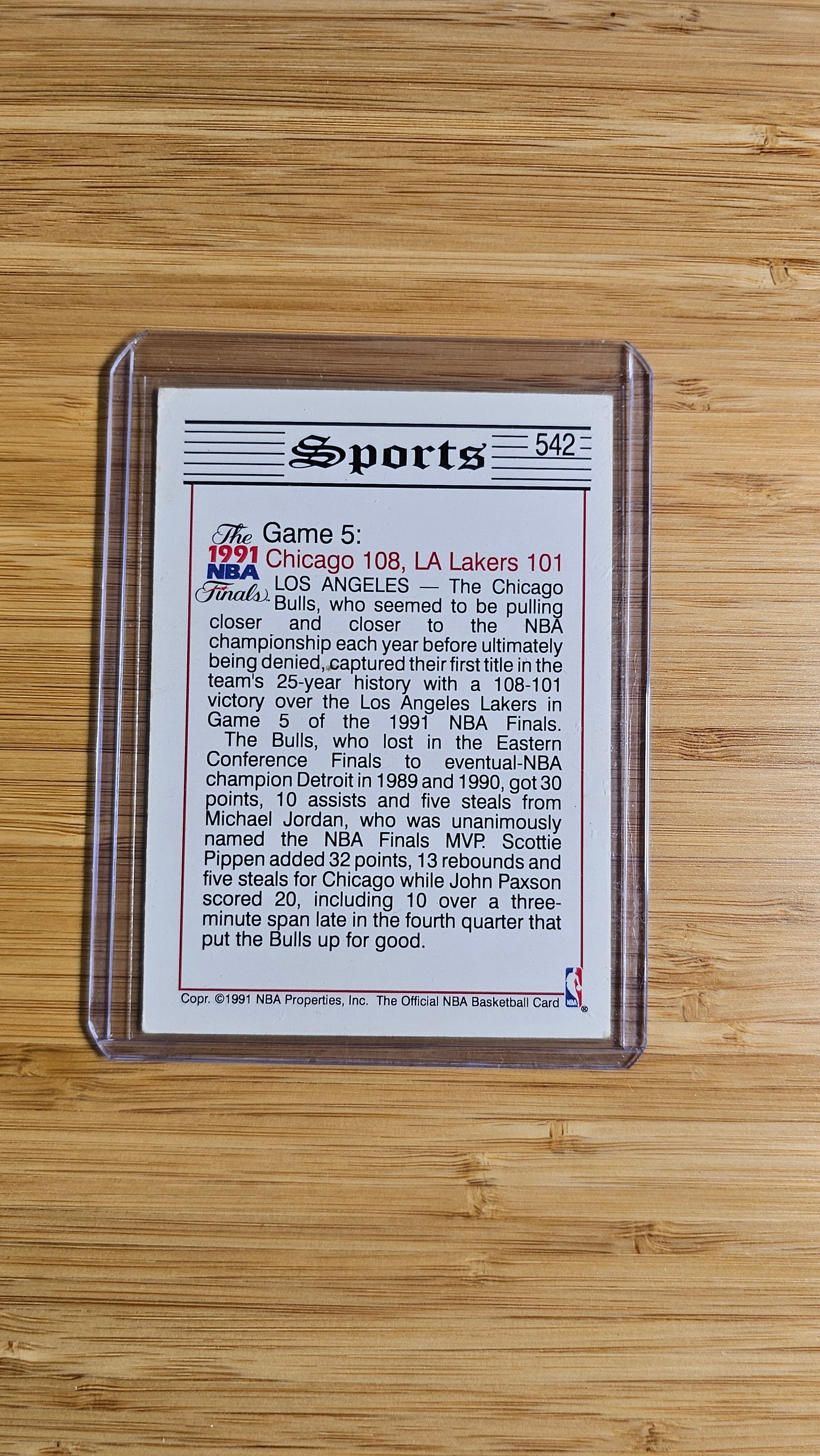 NBA Hoops Tribune Jordan, Bulls Win First NBA Title Card #542