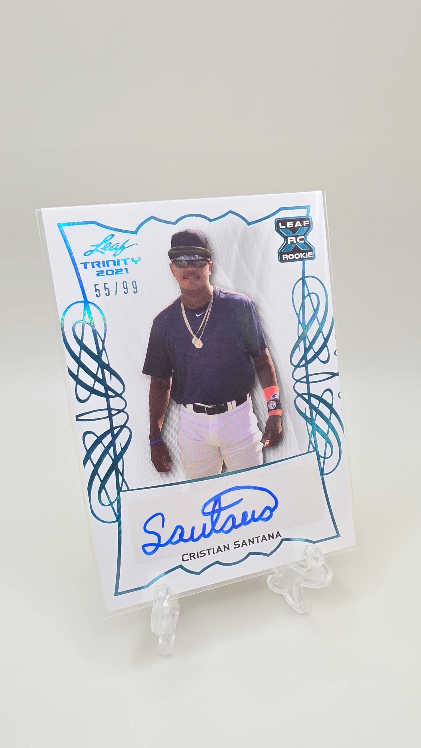 2021 Leaf Trinity Cristian Santana Platinum Auto #/99 Card # CA-CS1