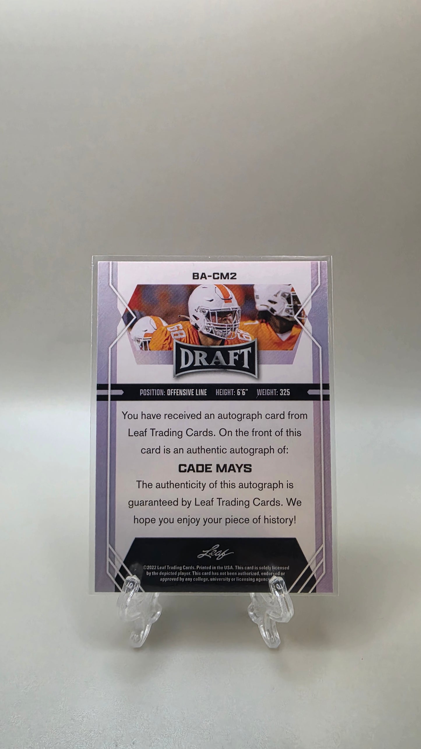 2022 Leaf draft Cade Mays RC Auto #BA-CM2