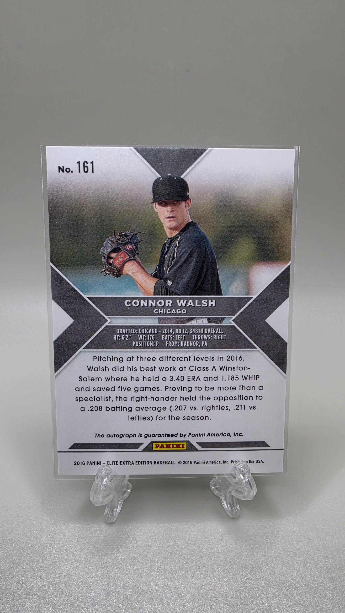2016 Elite Baseball Extra Edition Connor Walsh Auto Card # 161