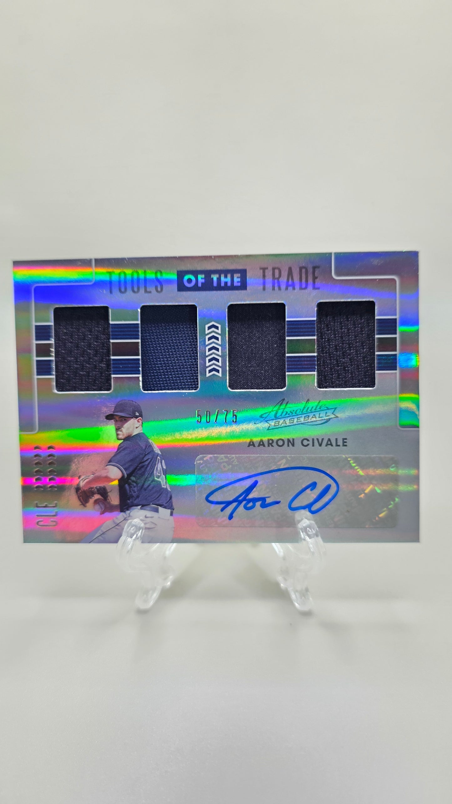2020 Absolute Baseball Tools of the Trade Aaron Civale Patch Auto #/75 Card #TOT4-AC