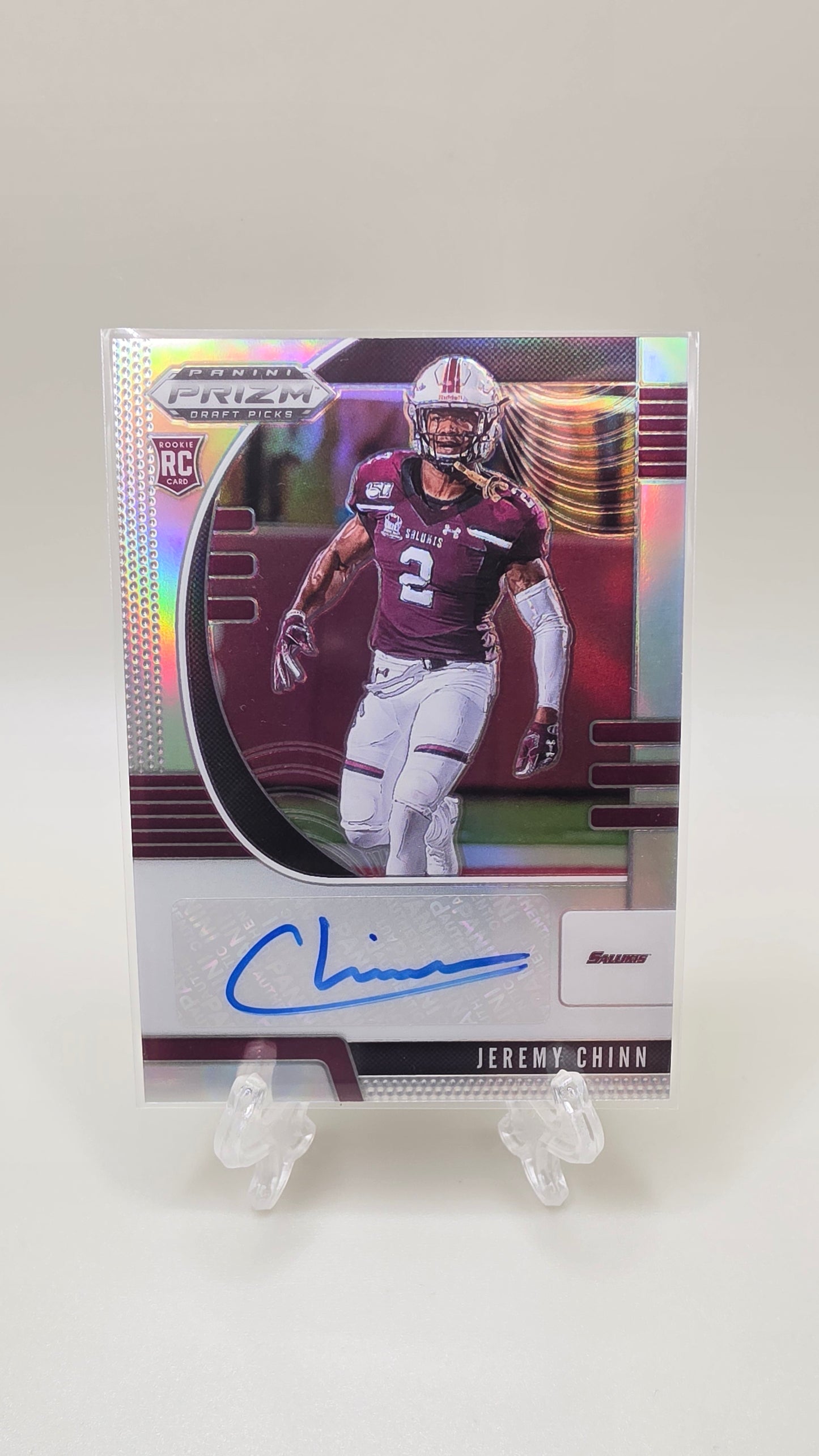 2020 Panini Prizm Draft Picks Jeremy Chinn Silver Prizm Auto Card #264