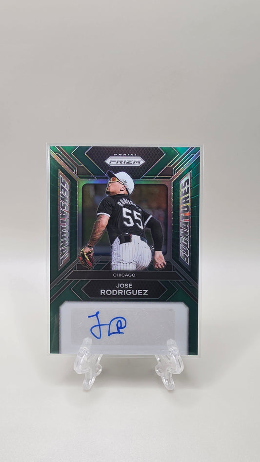 2024 Panini Prizm Baseball Jose Rodriguez Green Prizm Auto Card # SS-JR