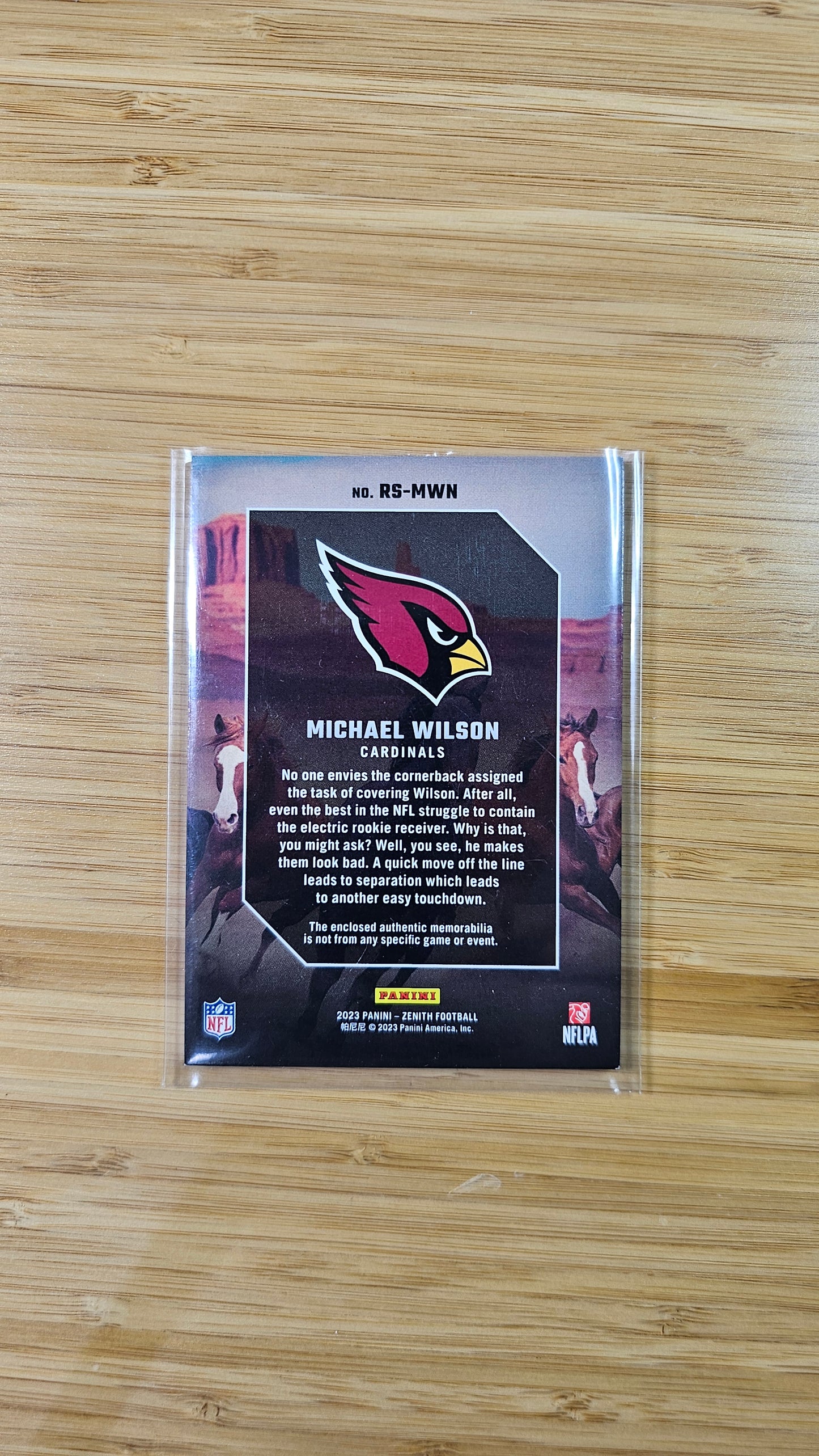 2023 Panini Zenith Michael Wilson Rookie Stallions Jersey Card #RS-MWN