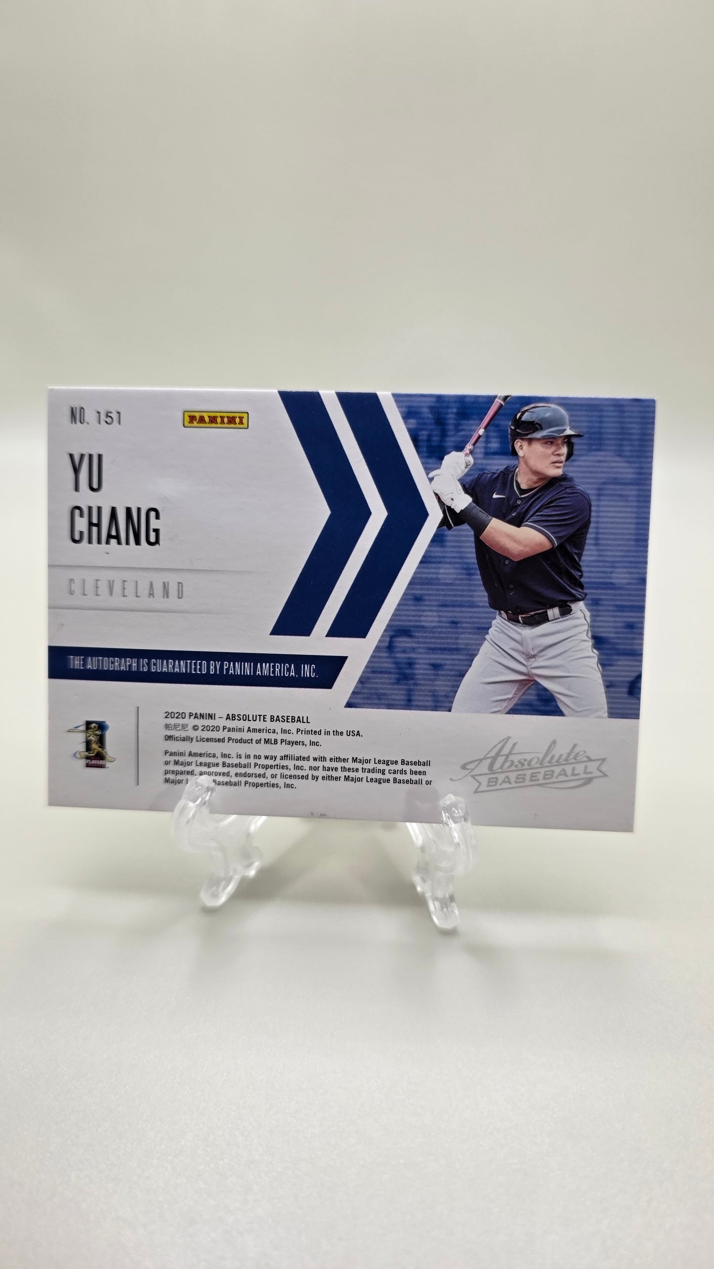 2020 Absolute Baseball Yu Chang Rookie Patch Auto #/125 Card #151