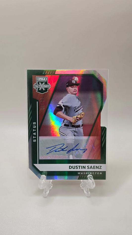 2021 Panini Elite Baseball Status Dustin Saenz Green Die Cut #/37 Auto Card # 112