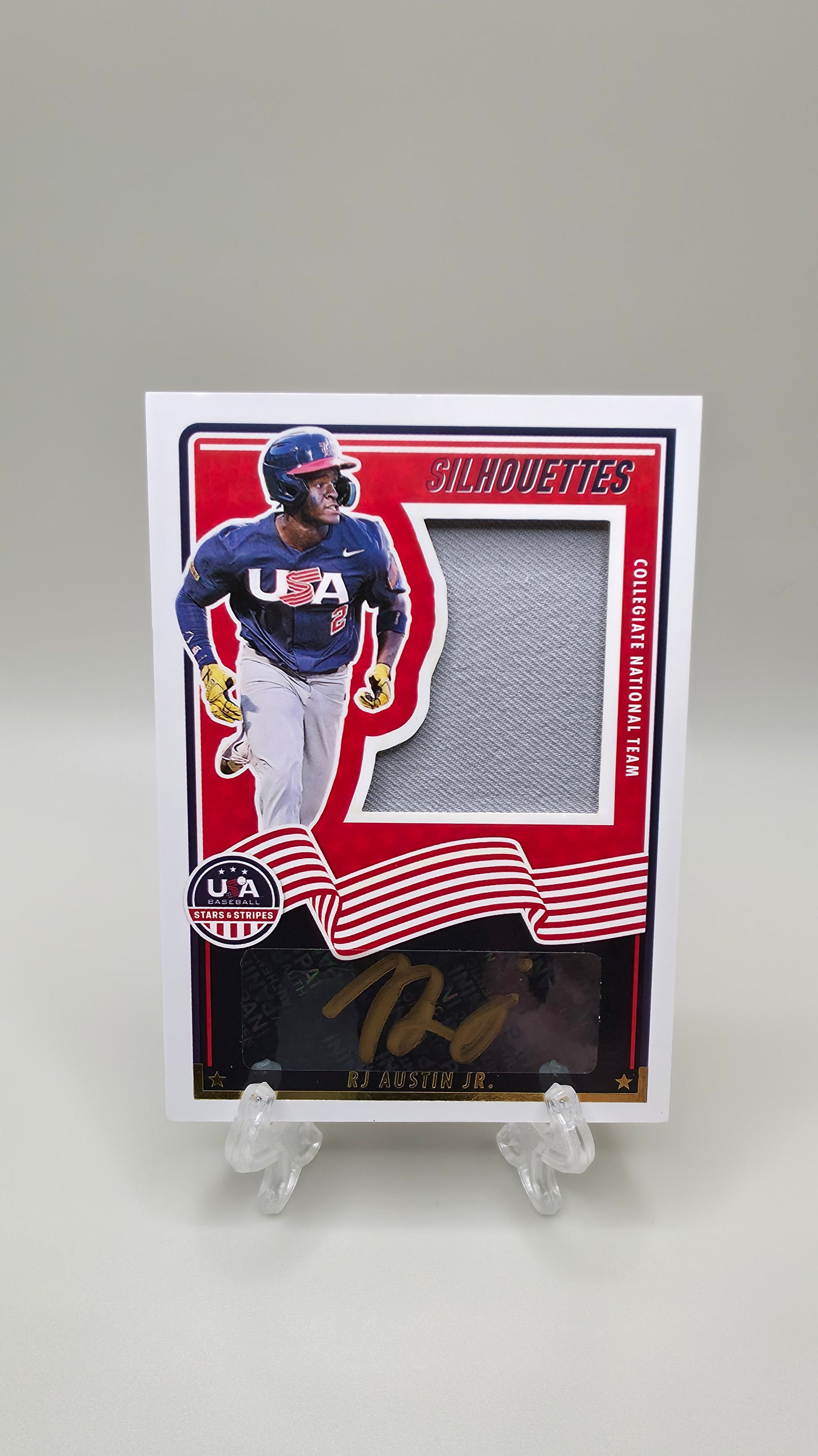 2025 Panini Stars & Stripes RJ Austin Jr. Silhouettes RP Auto #/85 Card #USA-RAJ