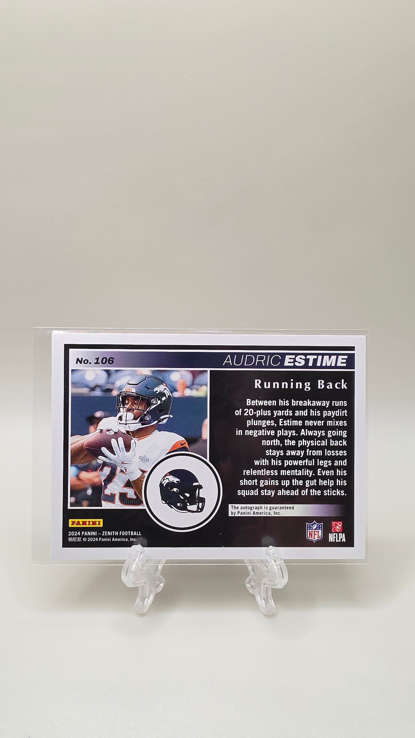2024 Zenith Football Audric Estime No Huddle Red Rookie Auto #106