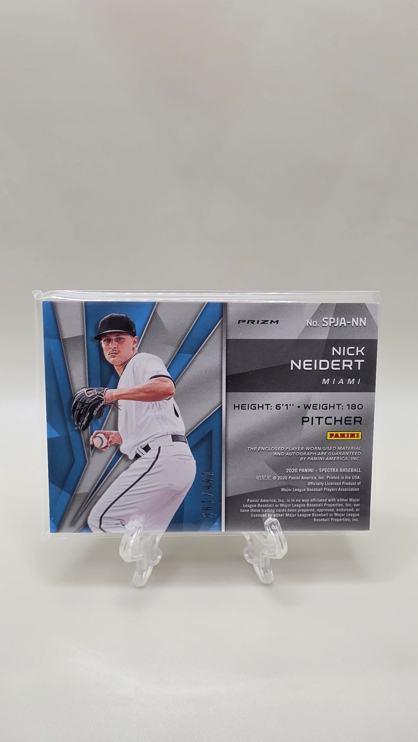 2020 Panini Spectra Nick Neidert Patch Auto #/199 Card #SPJA-NN