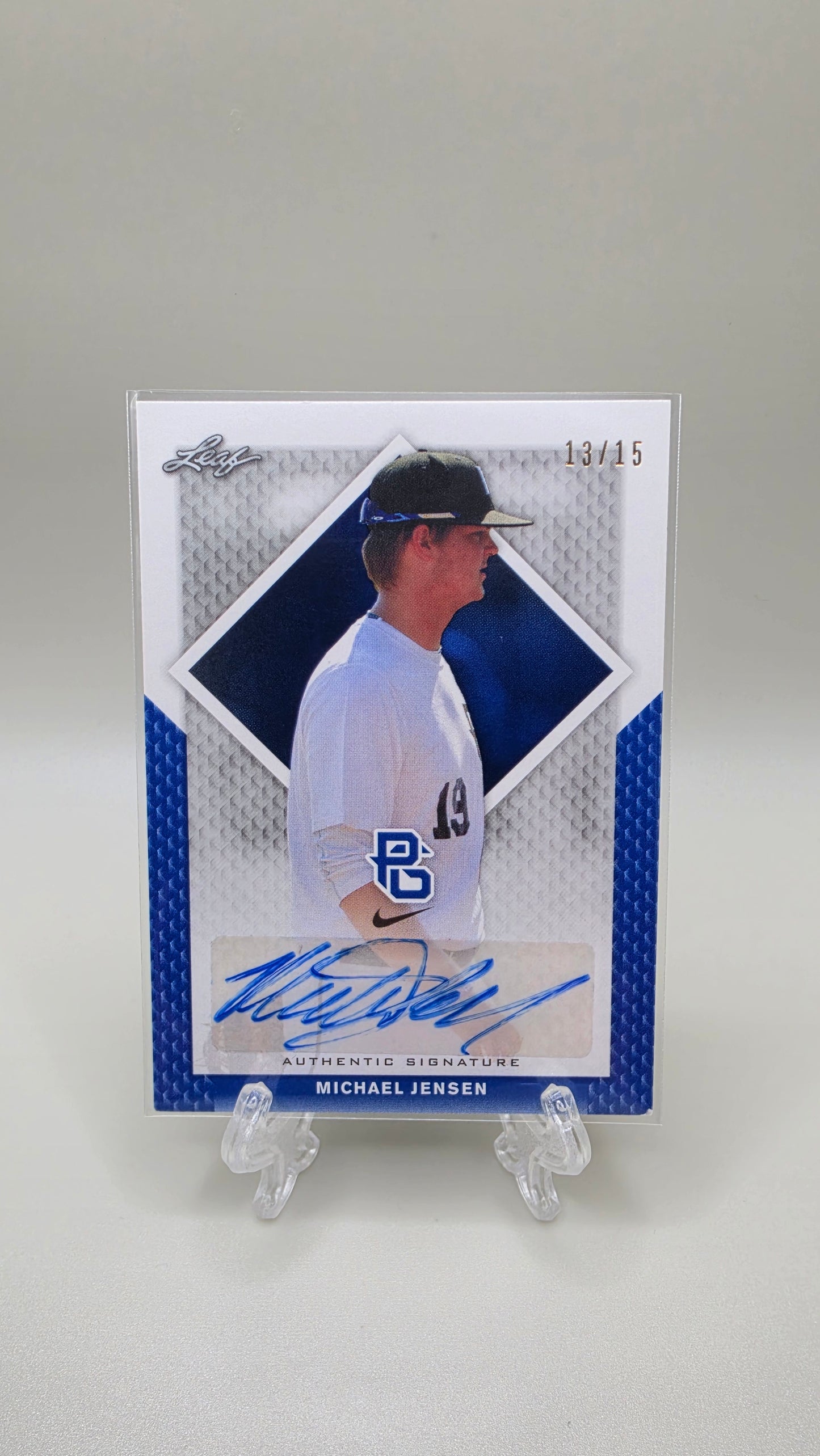 2016 Leaf Trading Perfect Game Michael Jensen Blue Auto #/15 Card # BA-287