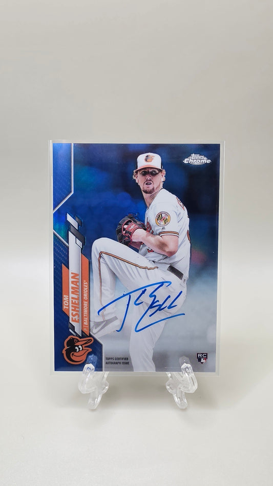 2020 Topps Chrome Tom Eshelman Blue Refractor Auto #/150 Card #RA-TE