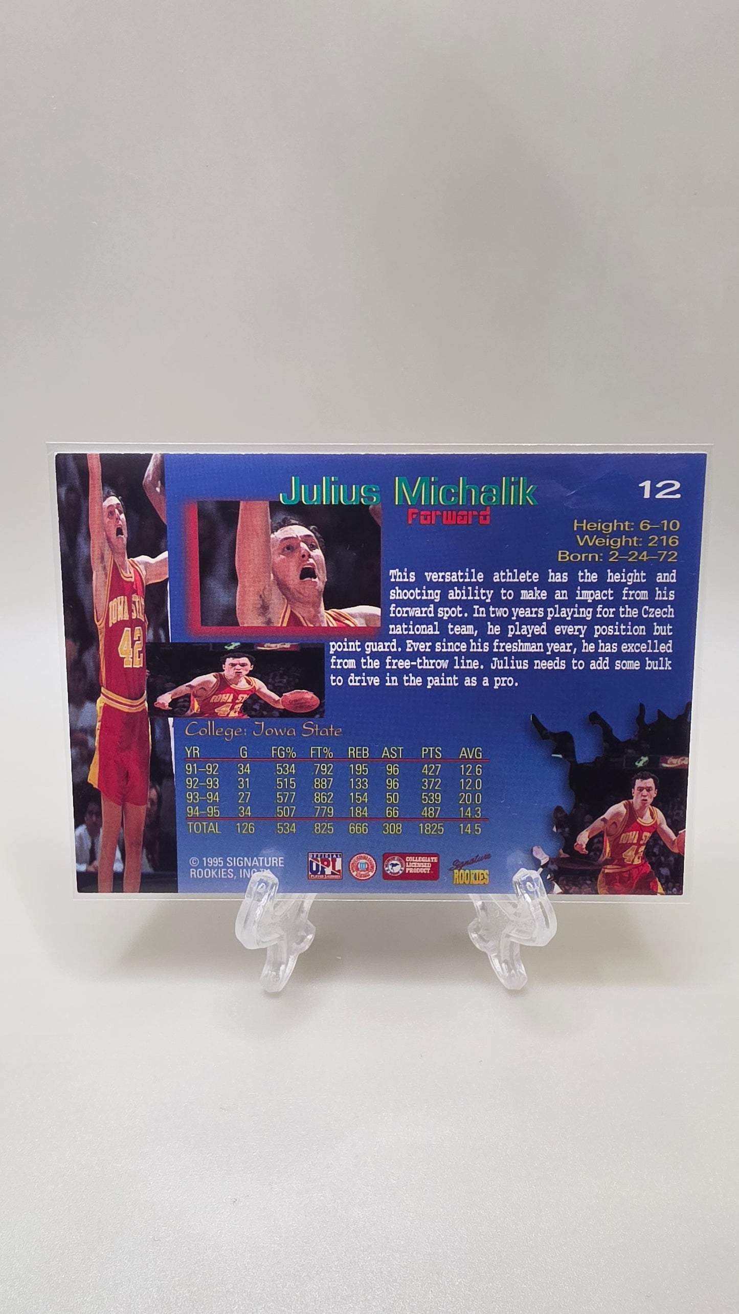1995 Signature Rookies Julius Michalik Auto #/7750 Card #12