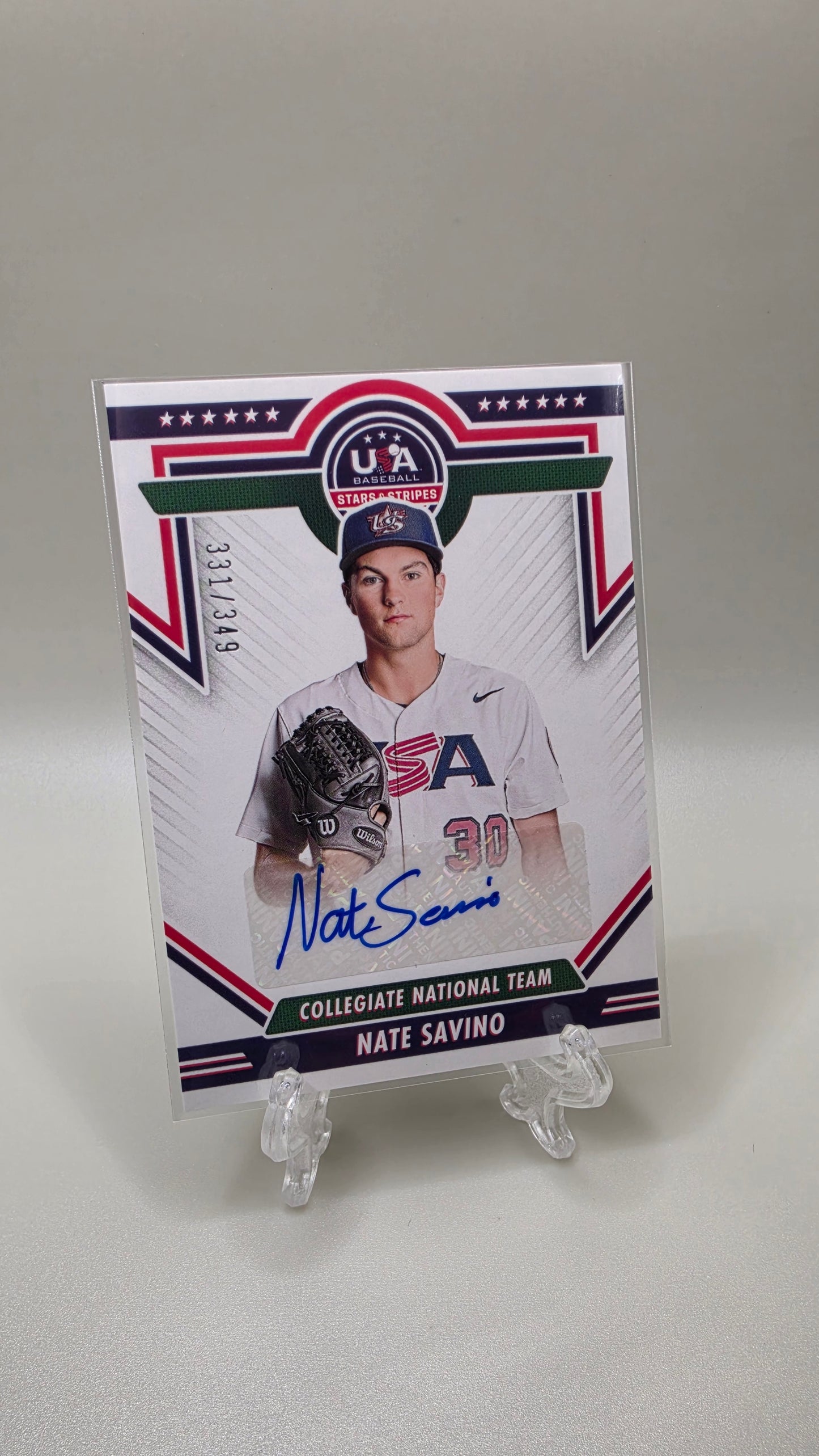 2022 Panini Stars & Stripes Nate Savino Auto #/349 Card #CNTS-NS