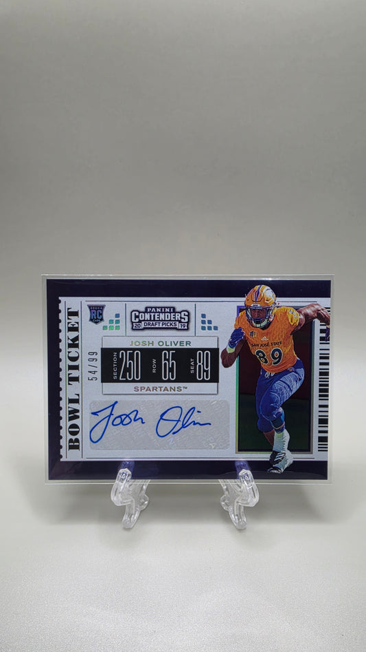 2019 Panini Contenders Draft Picks Josh Oliver Purple Auto #/99 Card #162