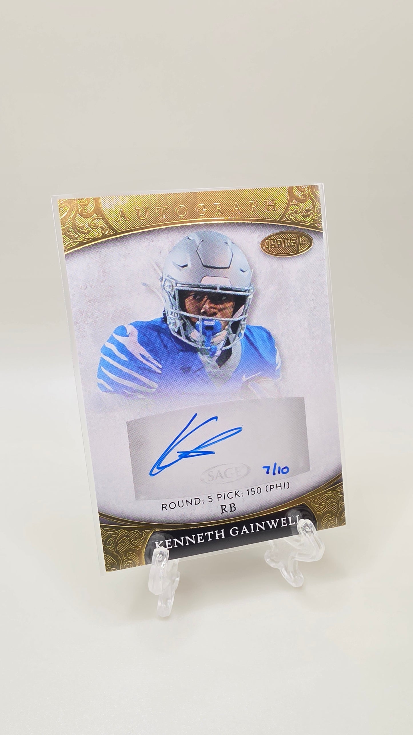 2021 Sage Aspire Kenneth Gainwell Gold Auto #/10 Card # ASP-42
