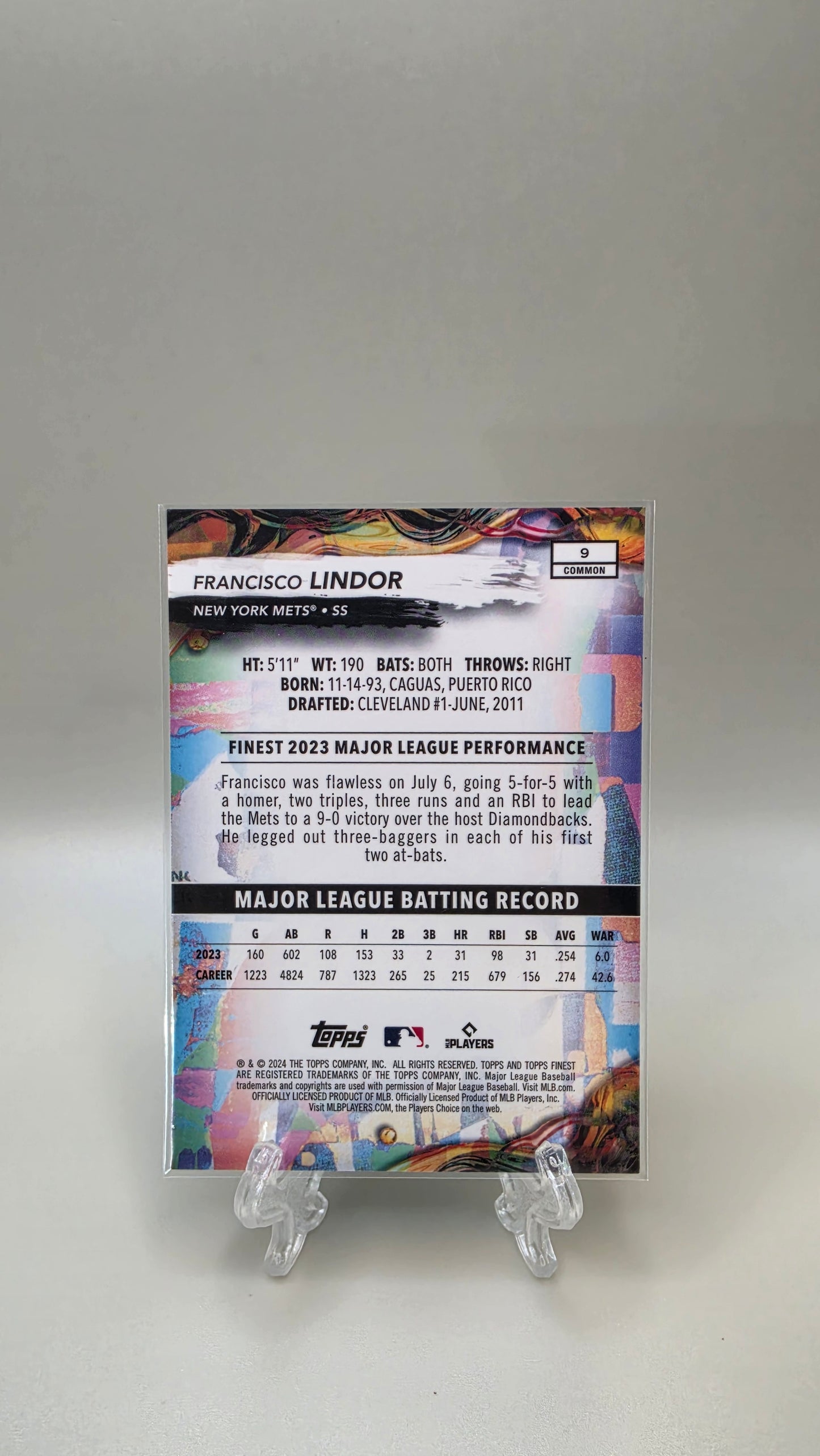 2024 Topps FInest Francisco Lindor Green /75 #9