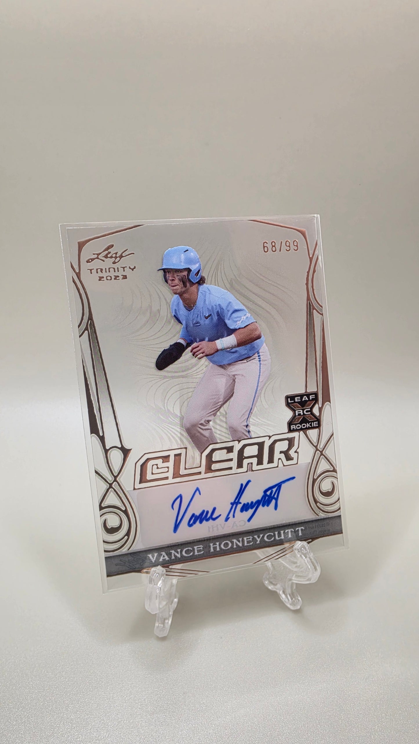2023 Leaf Trinity Clear Vance Honeycutt Bronze Auto #/99 Card #CA-VH1
