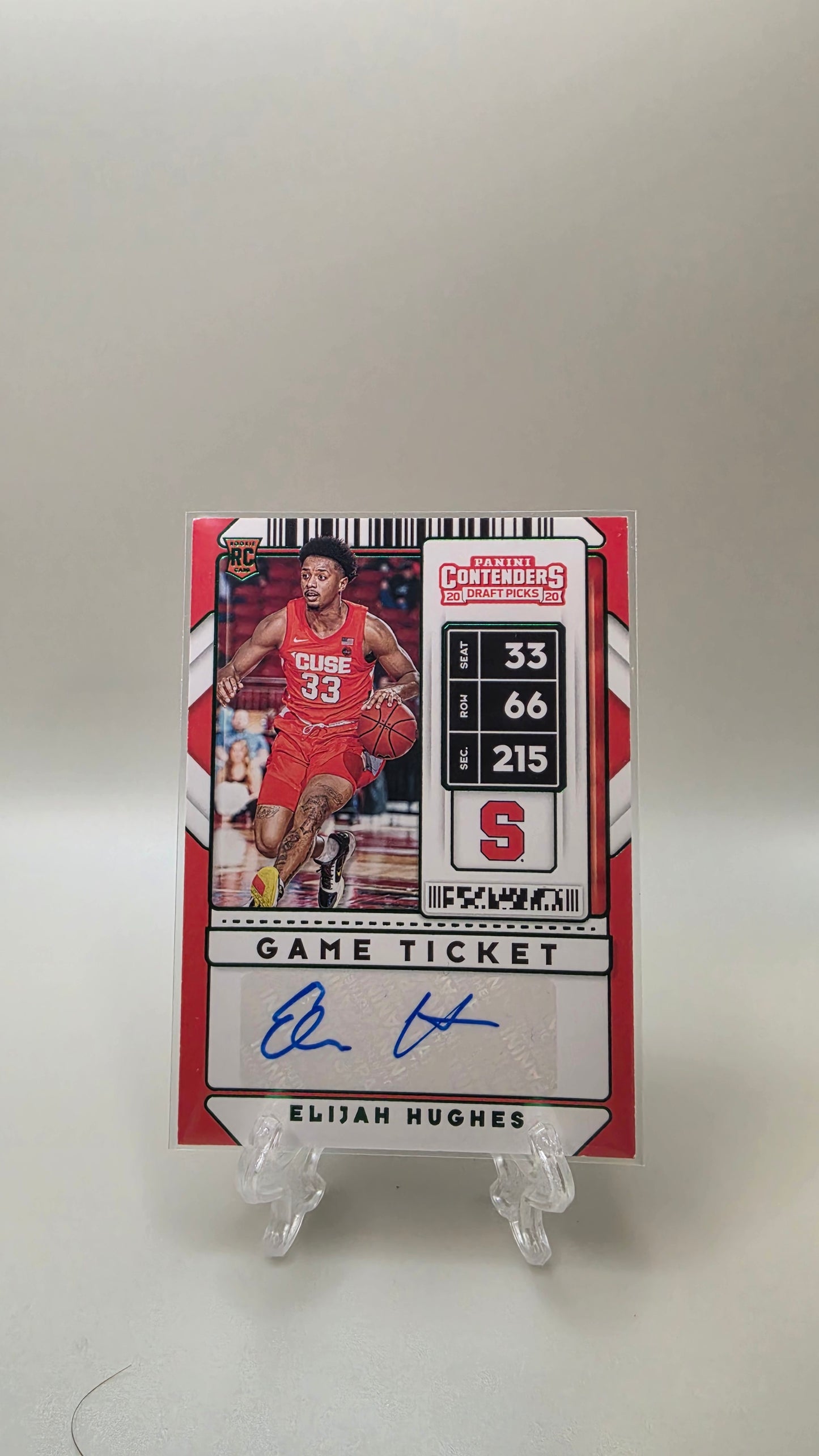 2020 Contenders Elijah Hughes Game Ticket Green RC Auto #33