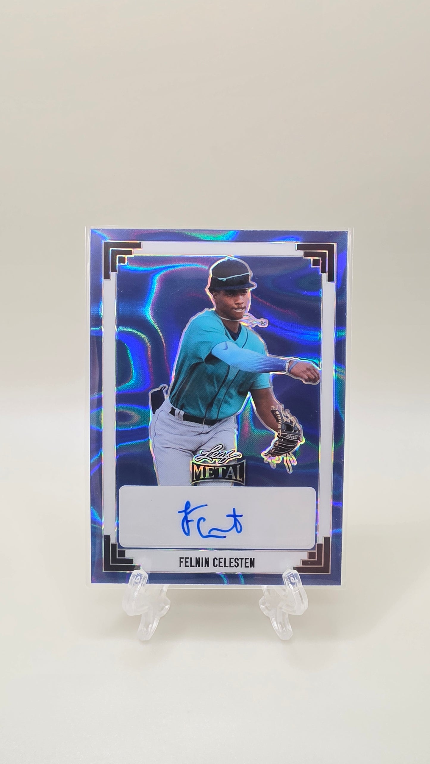 2024 Leaf Metal Felnin Celesten Blue Lava Auto #/15 Card # 91A-FC1