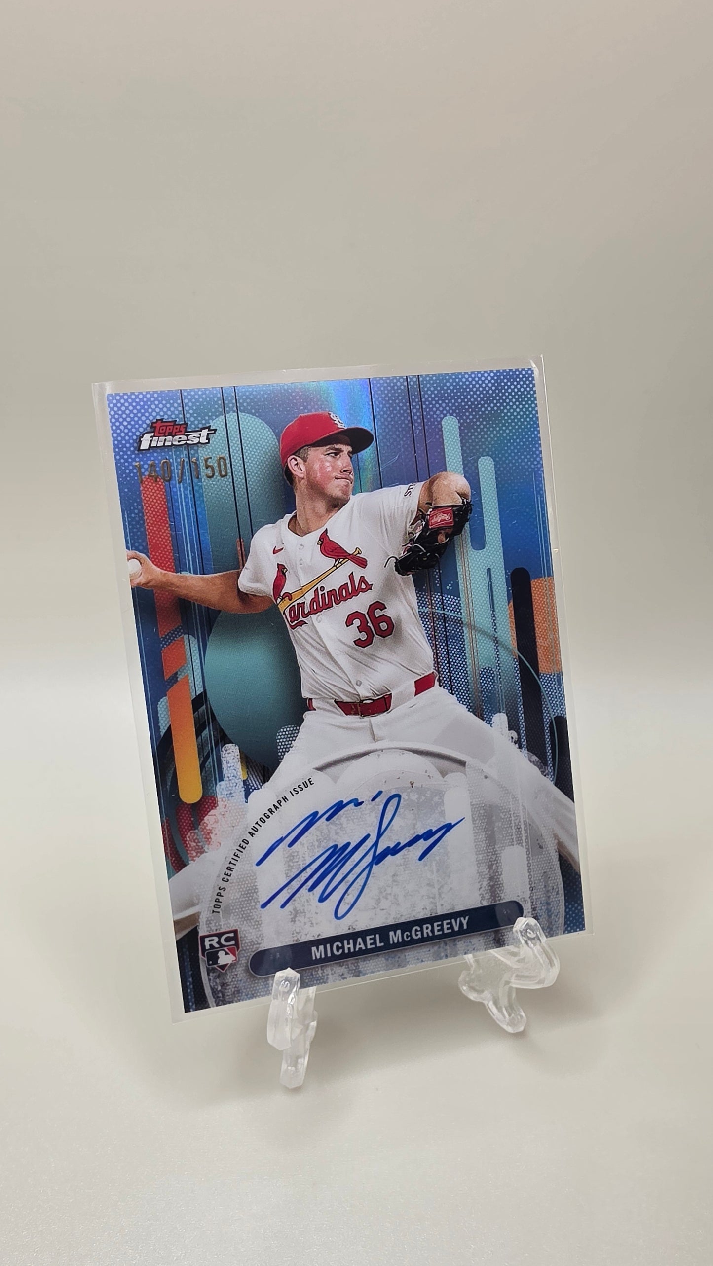 2025 Topps Finest Michael McGreevy Rookie Blue Refractor Auto #/150 Card # FA-MMC