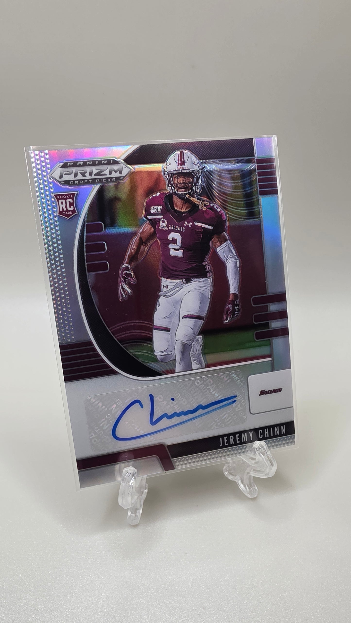 2020 Panini Prizm Draft Picks Jeremy Chinn Silver Prizm Auto Card #264
