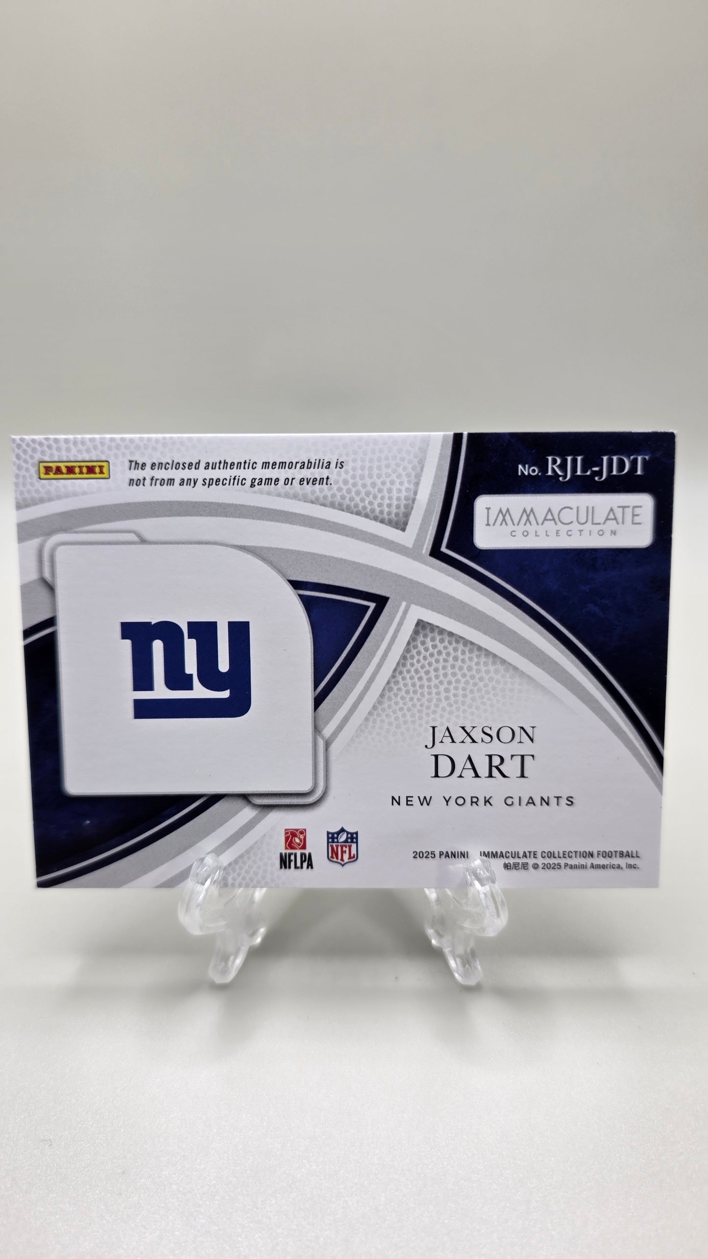2025 Immaculate Jaxon Dart Helmets RC # 6/10 Jersey Match!! Card # RJL-JDT