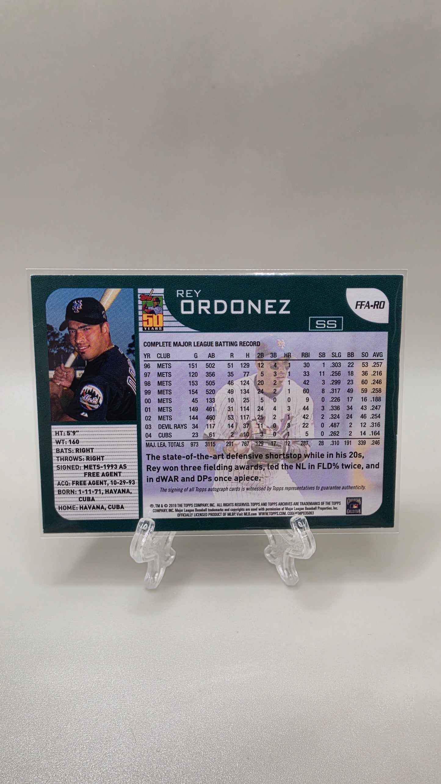2019 Topps Baseball Rey Ordonez Autograph Card # FFA-RO