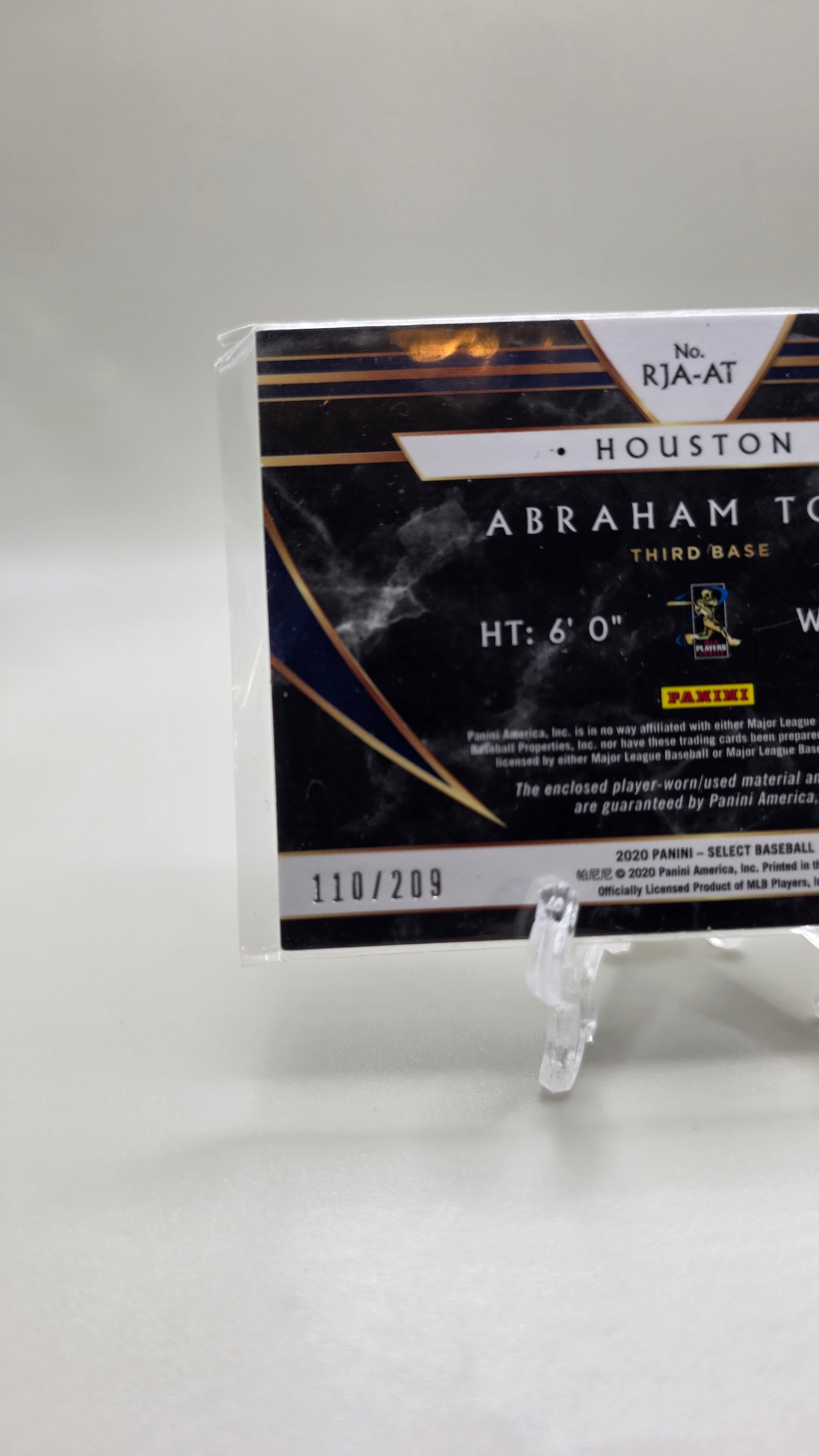 2020 Select Abraham Toro Rookie Patch Auto #/209 Card #RJA-AT