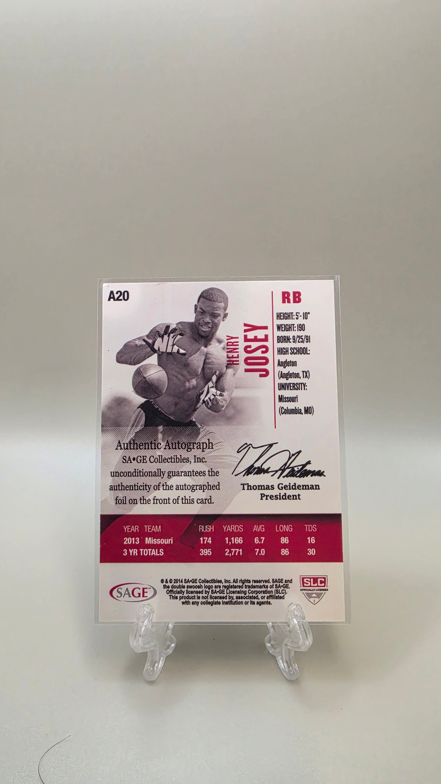 2014 HIT Sage Henry Josey Auto #A20