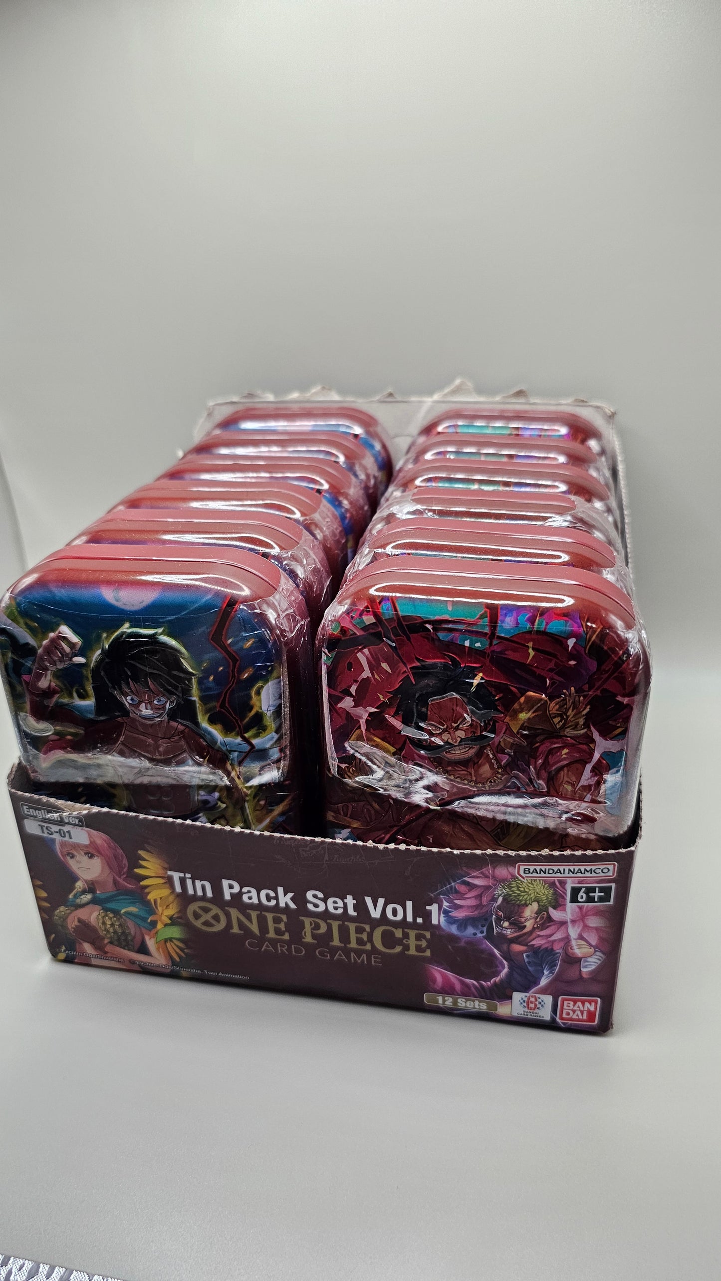 One Piece Card Game Tin Pack Set Vol 1 Display Box New English (x12 Tins)