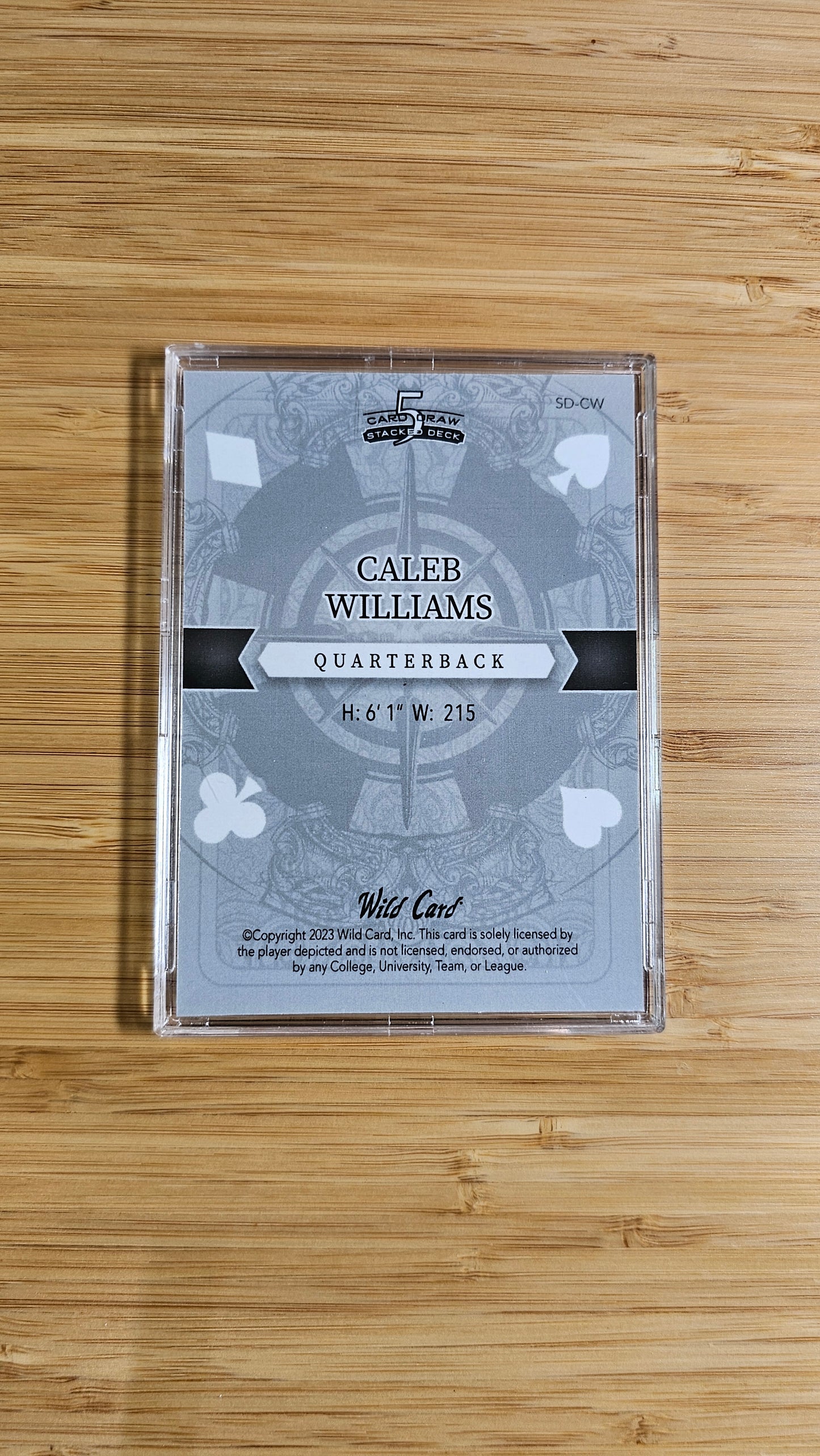 Caleb Williams 2023 Wild Card 5 Card Draw RC #d 1/2 Jack Diamond