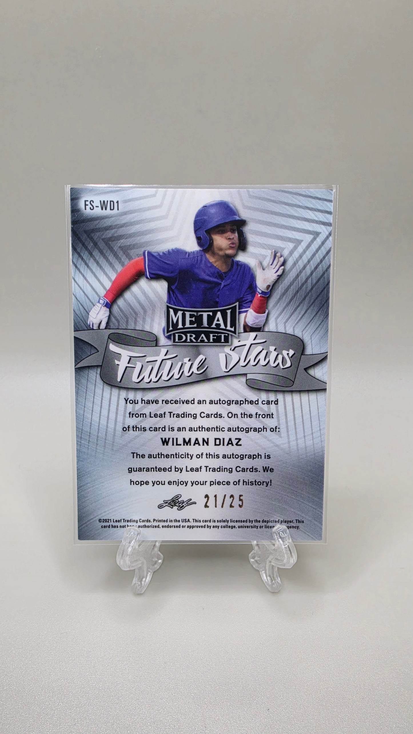 2021 Leaf Metal Wilman DIaz Future Stars Auto #/25 Card # FS-WD1