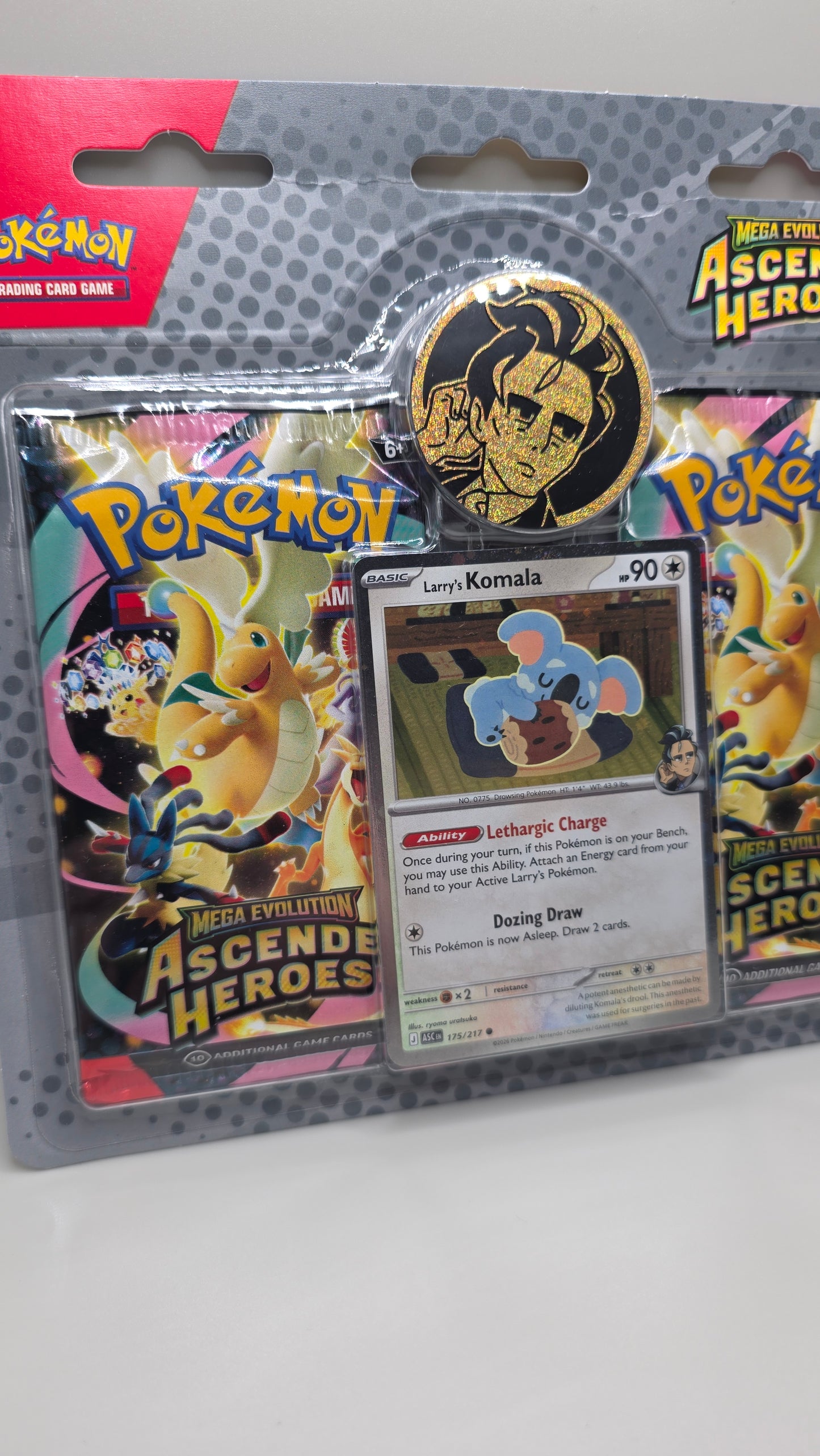 Pokémon TCG Ascended Heroes Larry's Komala 2pk Blister Mega Evolution