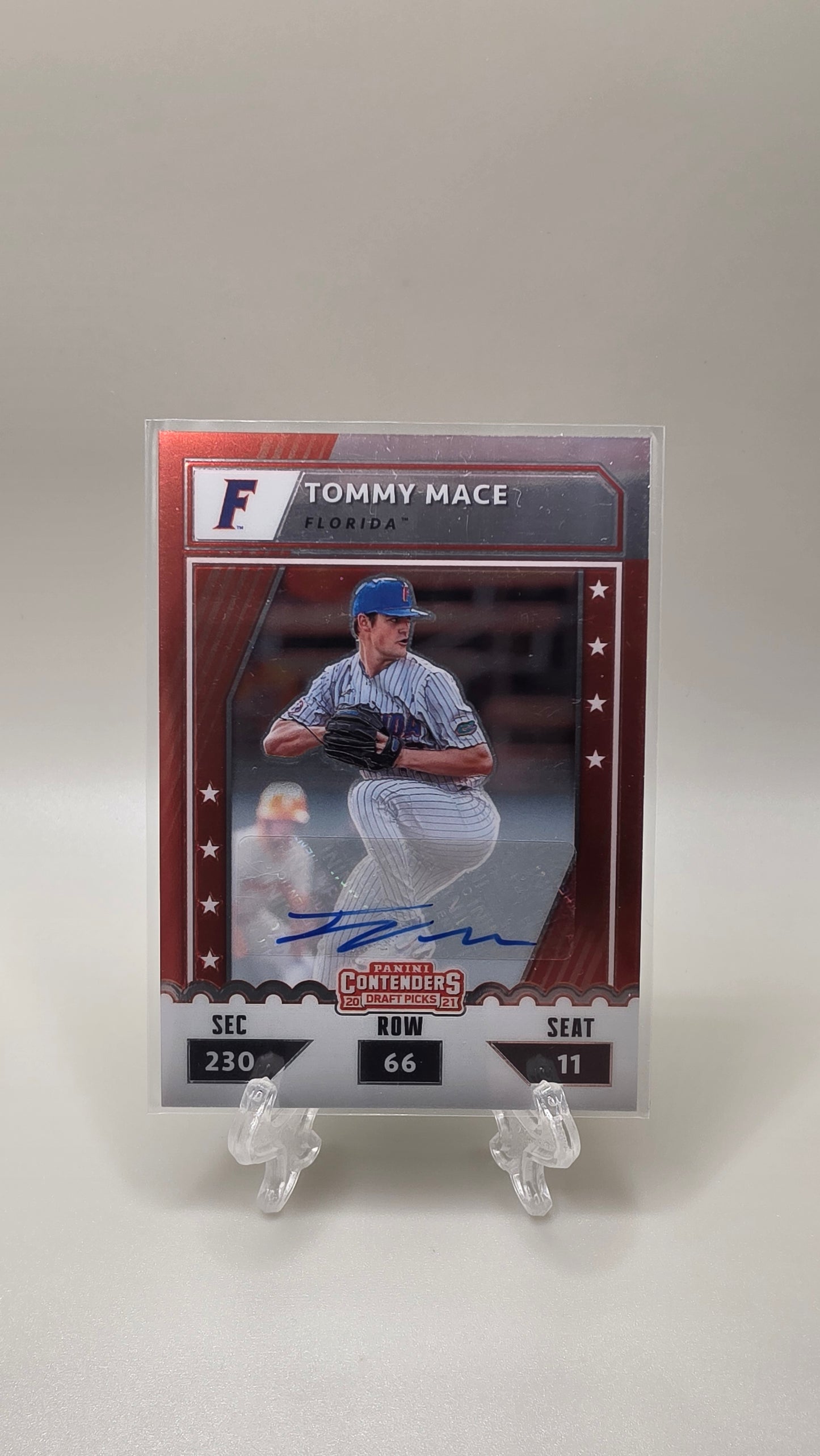 2021 Panini Elite Extra Edition Tommy Mace College Tickets Orange Auto #/99 Card # CTO-TO