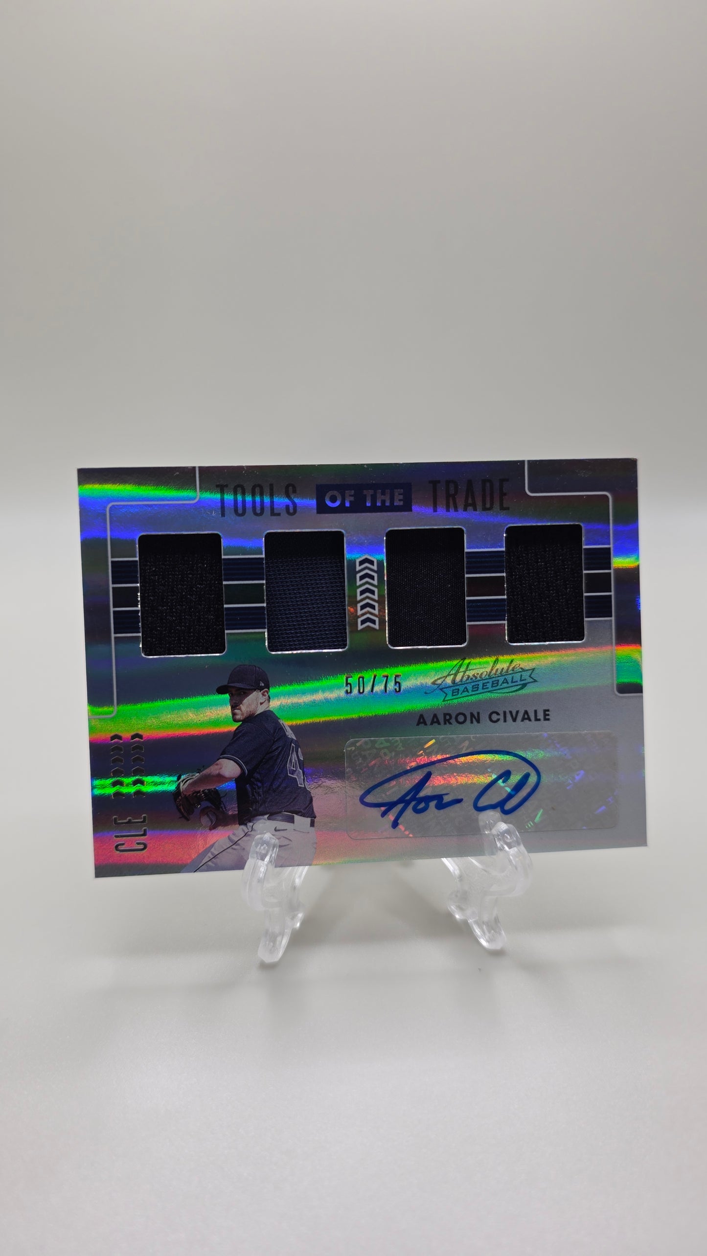 2020 Absolute Baseball Tools of the Trade Aaron Civale Patch Auto #/75 Card #TOT4-AC