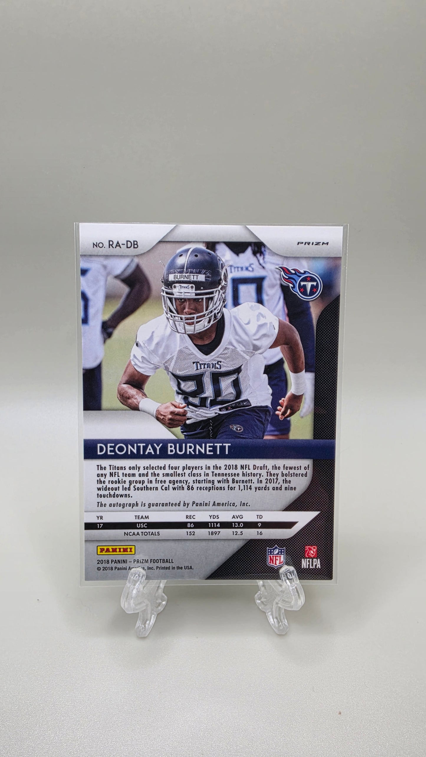 2018 Panini Prizm Deontay Burnett Green Prizm Auto Card #RA-DB